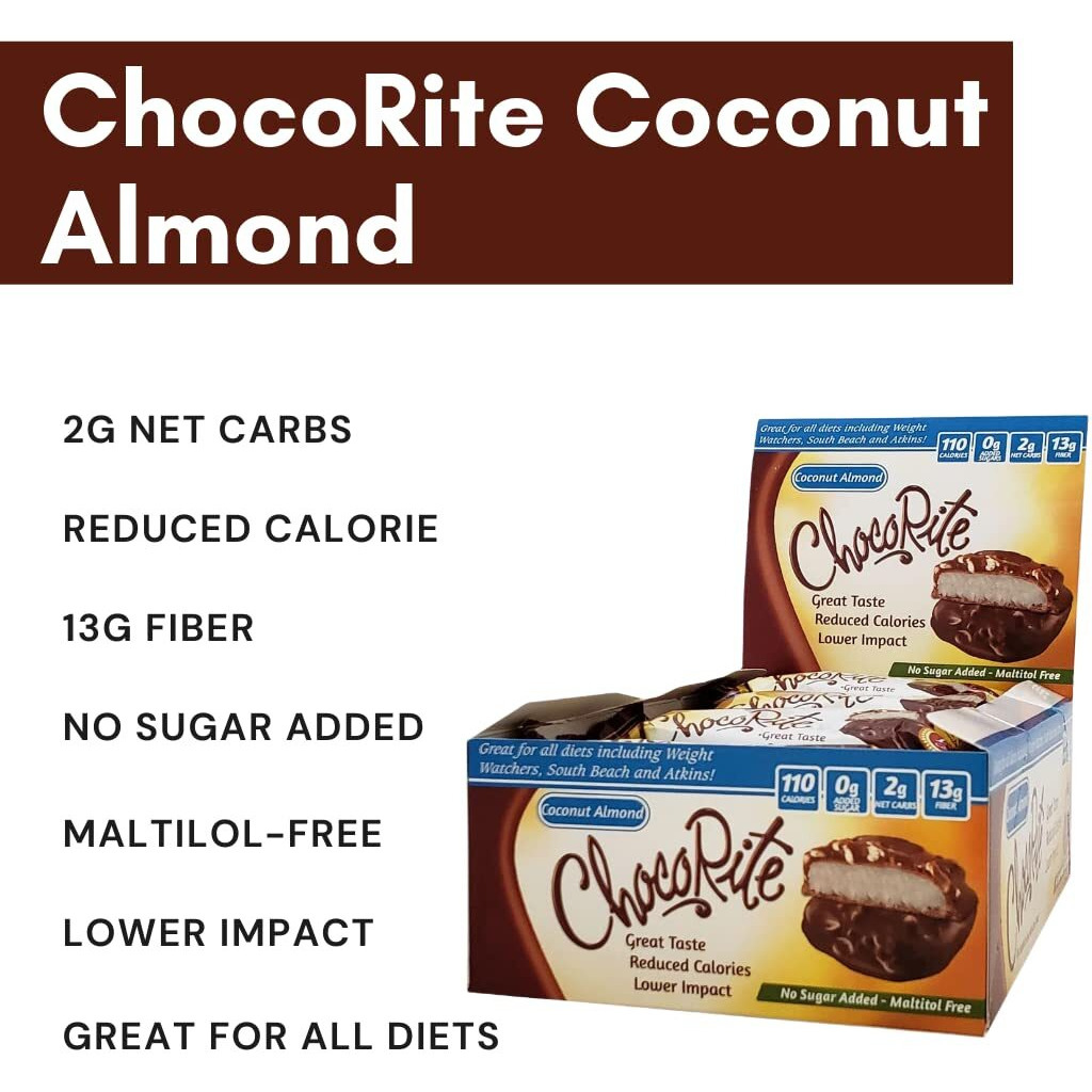 Healthsmart Chocorite Coconut Almond 16 Pack No Sugar Added Gluten Free Kosher