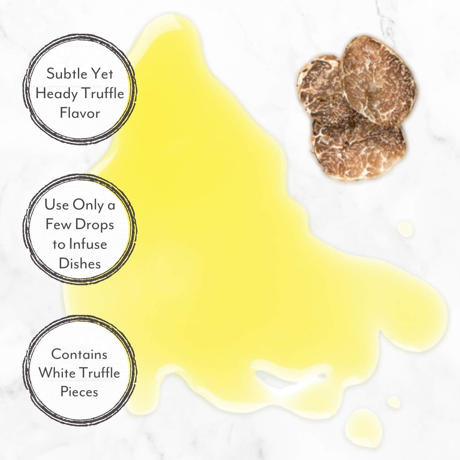 Roland Foods White Truffle Oil With Truffle Pieces, 1.86 Fl Oz Bottle, Pack Of 2