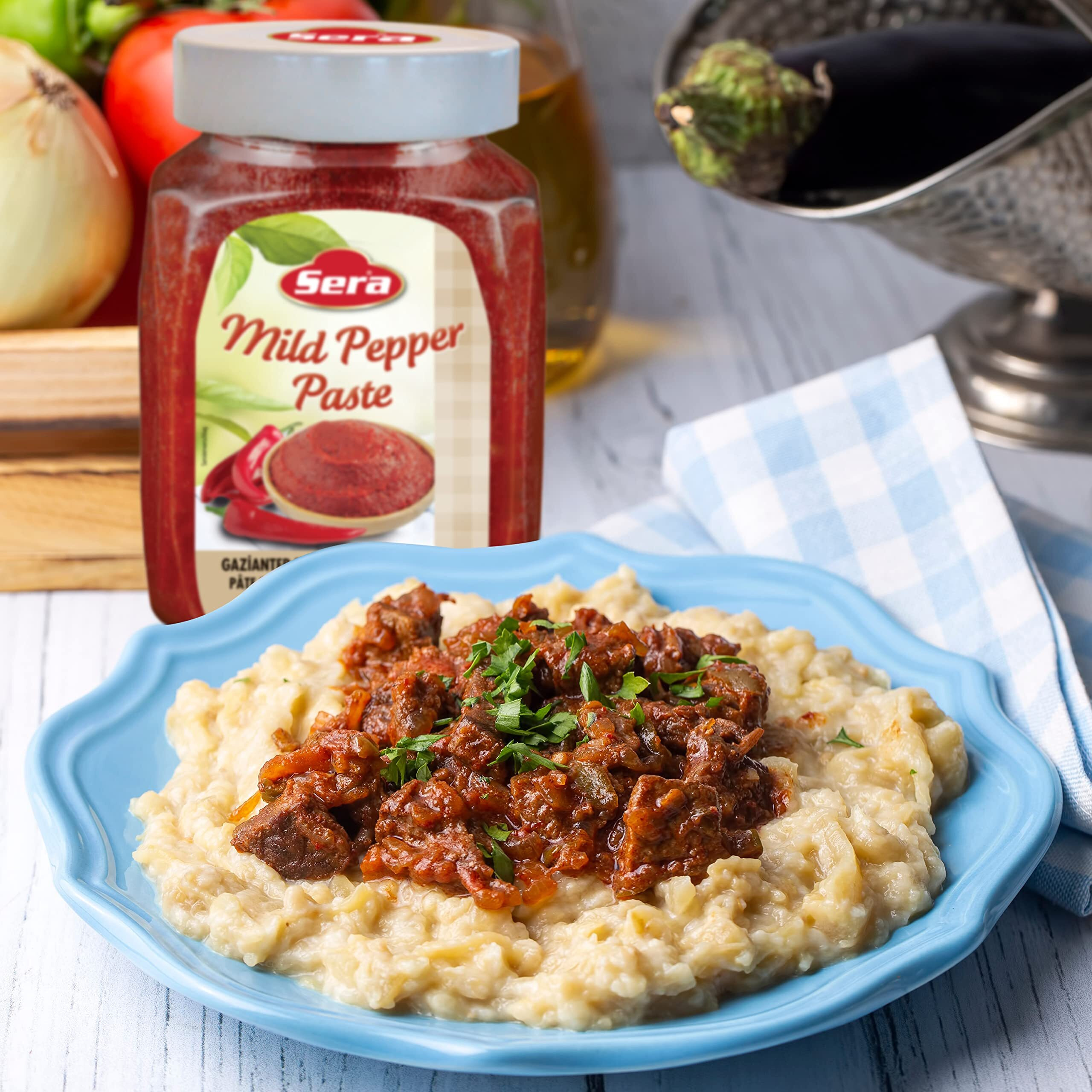 Sera Mild Pepper Paste 25.4 Oz Jar (6 Pack) | No Sugar | No Artificial Preservatives | Add A Unique, Peppery And Spicy Flavor To Your Dishes | Great As A Spread Or In Sandwiches