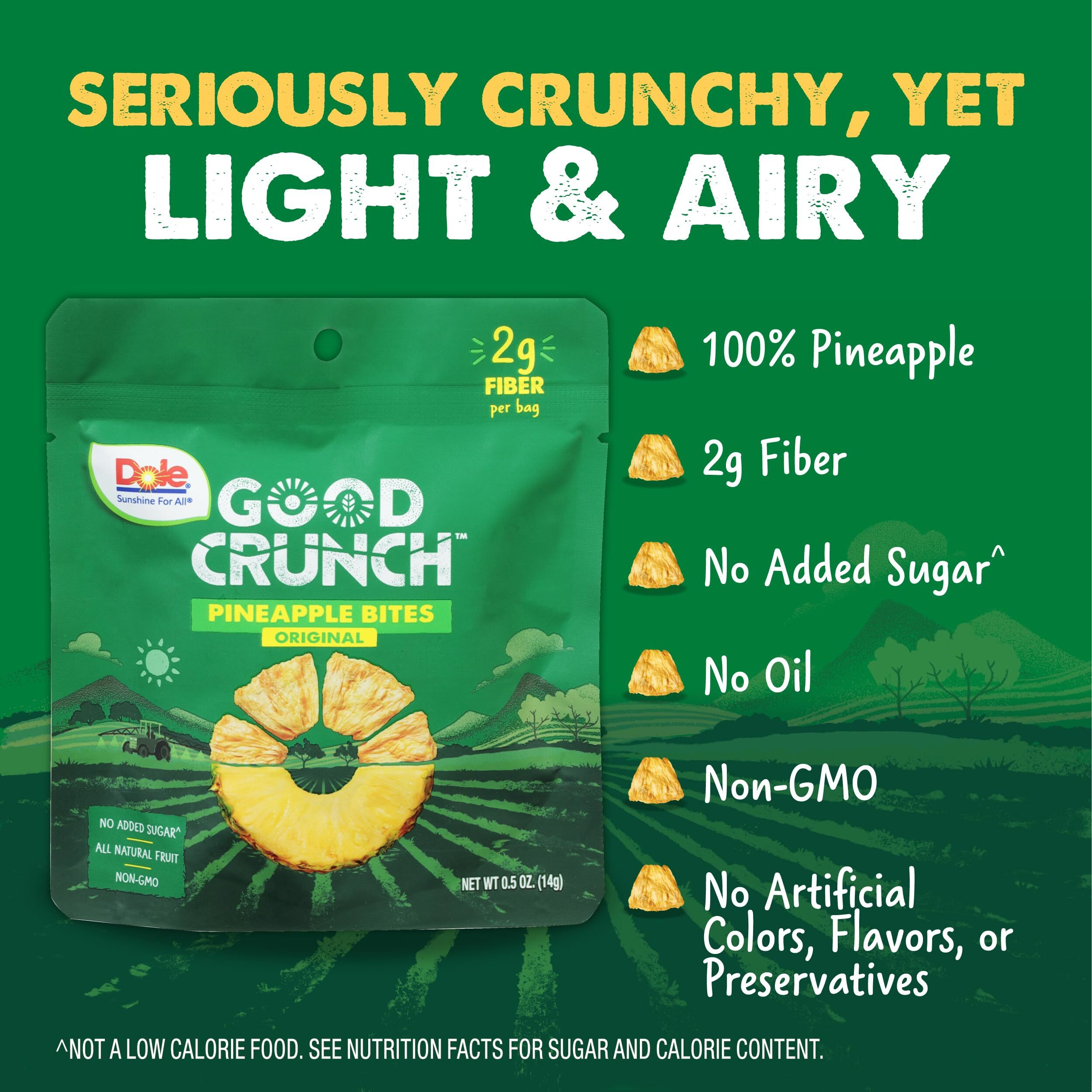 Dole Good Crunch Pineapple Dried Fruit Bites, Gluten Free & Vegan Snack, 0.5 Ounce (Pack Of 12)