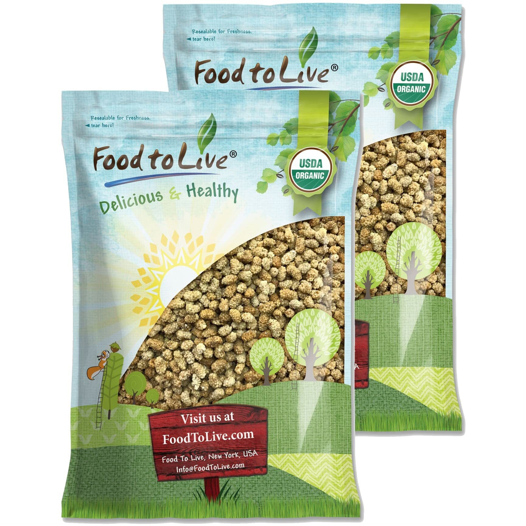 Food To Live Organic Dried White Mulberries, 10 Pounds - Non-Gmo, Unsulfured, Bulk