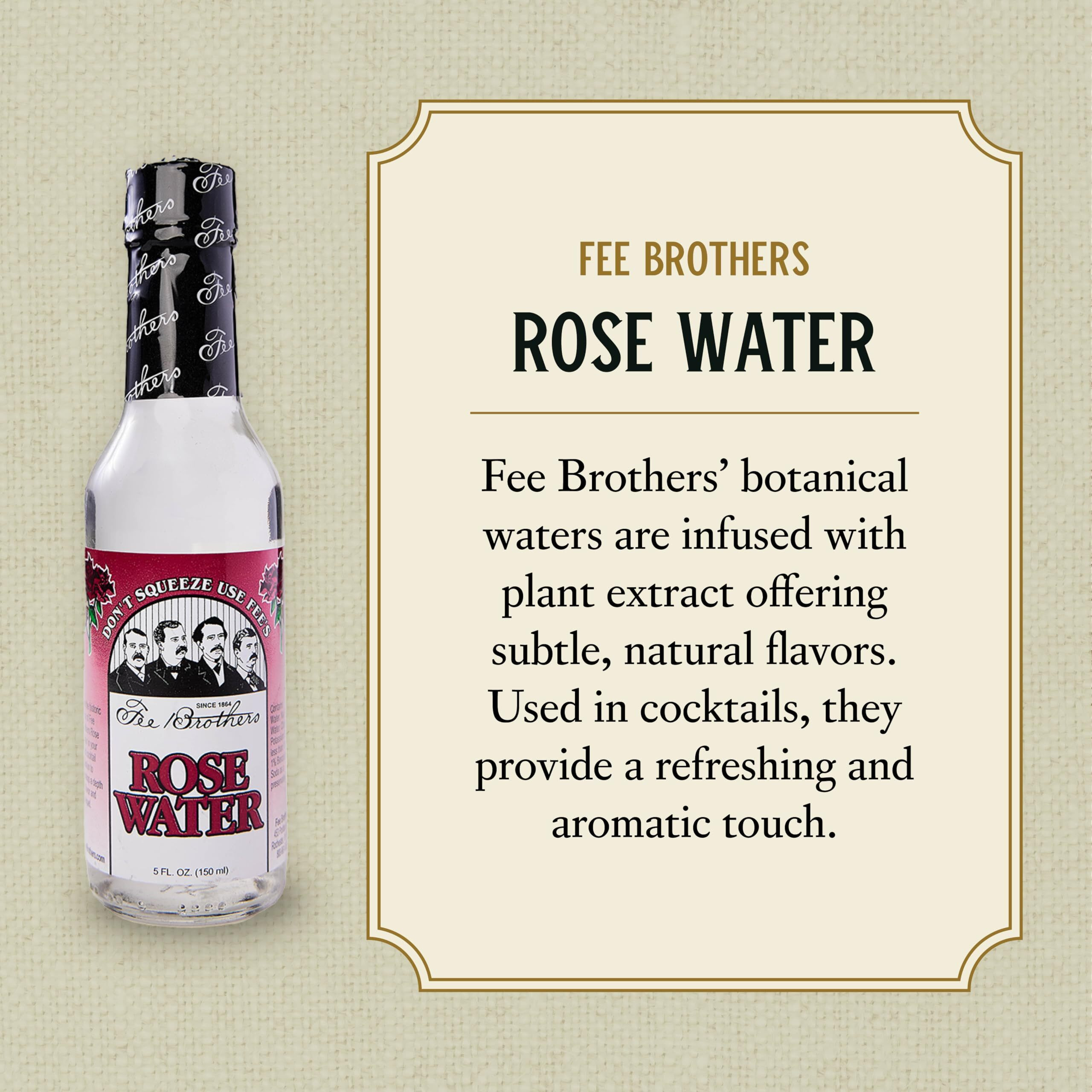 Fee Brothers Rose Botanical Water - Cocktail Mixer, Aromatic Spirit And Floral Flavoring Extract, 5 Fl Oz