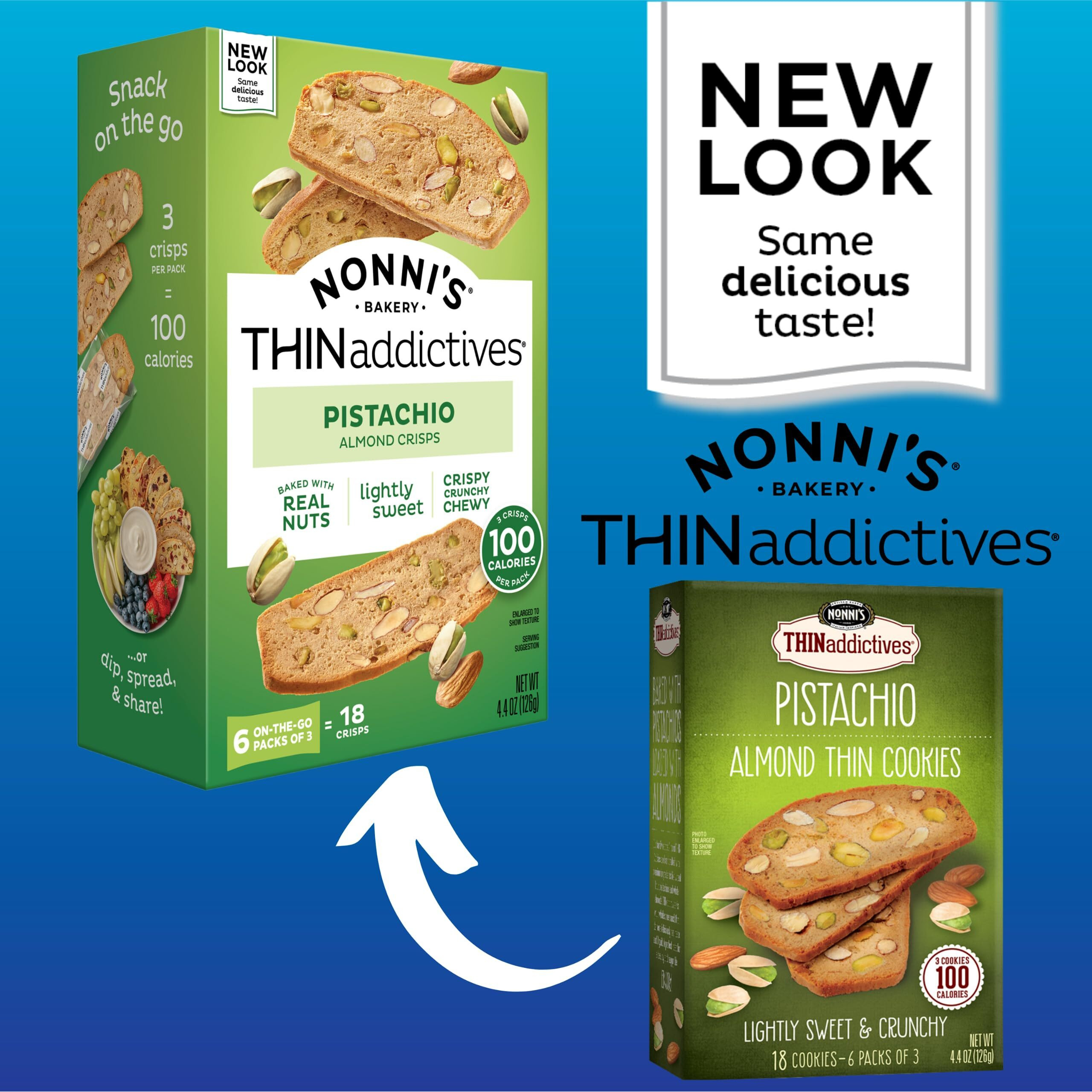 Nonni's Pistachio Almond Thins ( 18 Cookie - 6 Packs Of 3)