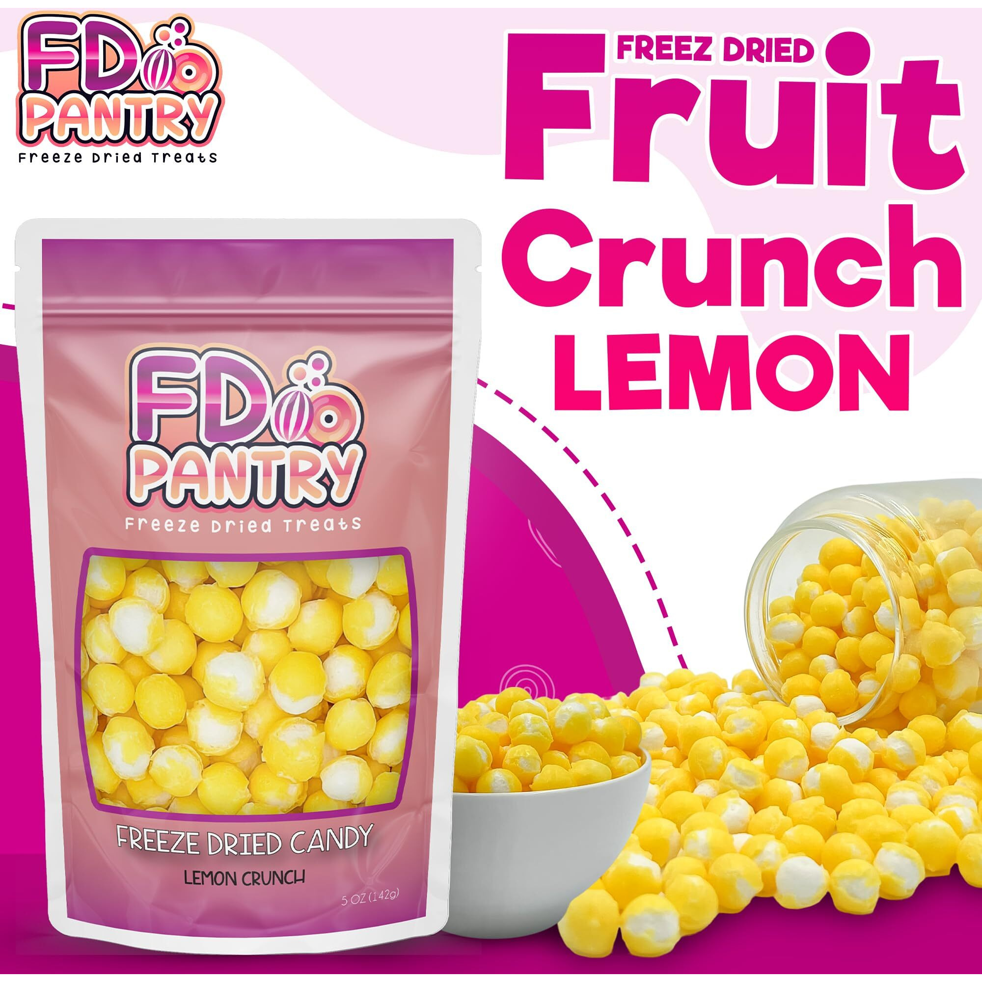 Freeze Dried Sour Lemon Crunchy Candy - 5 Oz Unique Candies Delight Crunchy Treat Snack Gift Sour Heads Citrus