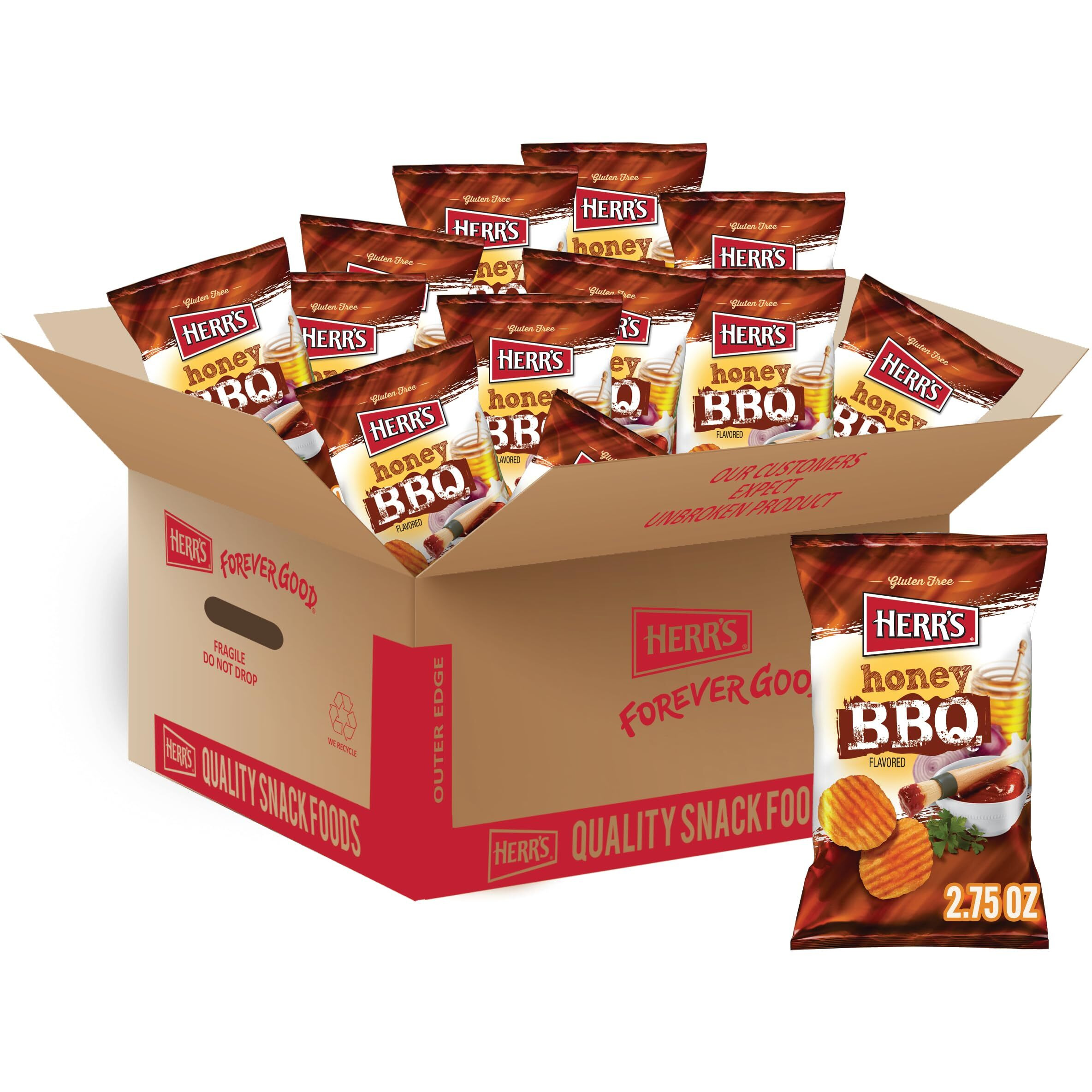 Herr's Honey Bbq Potato Chips, 2.75 Ounce (Pack Of 24 Bags)