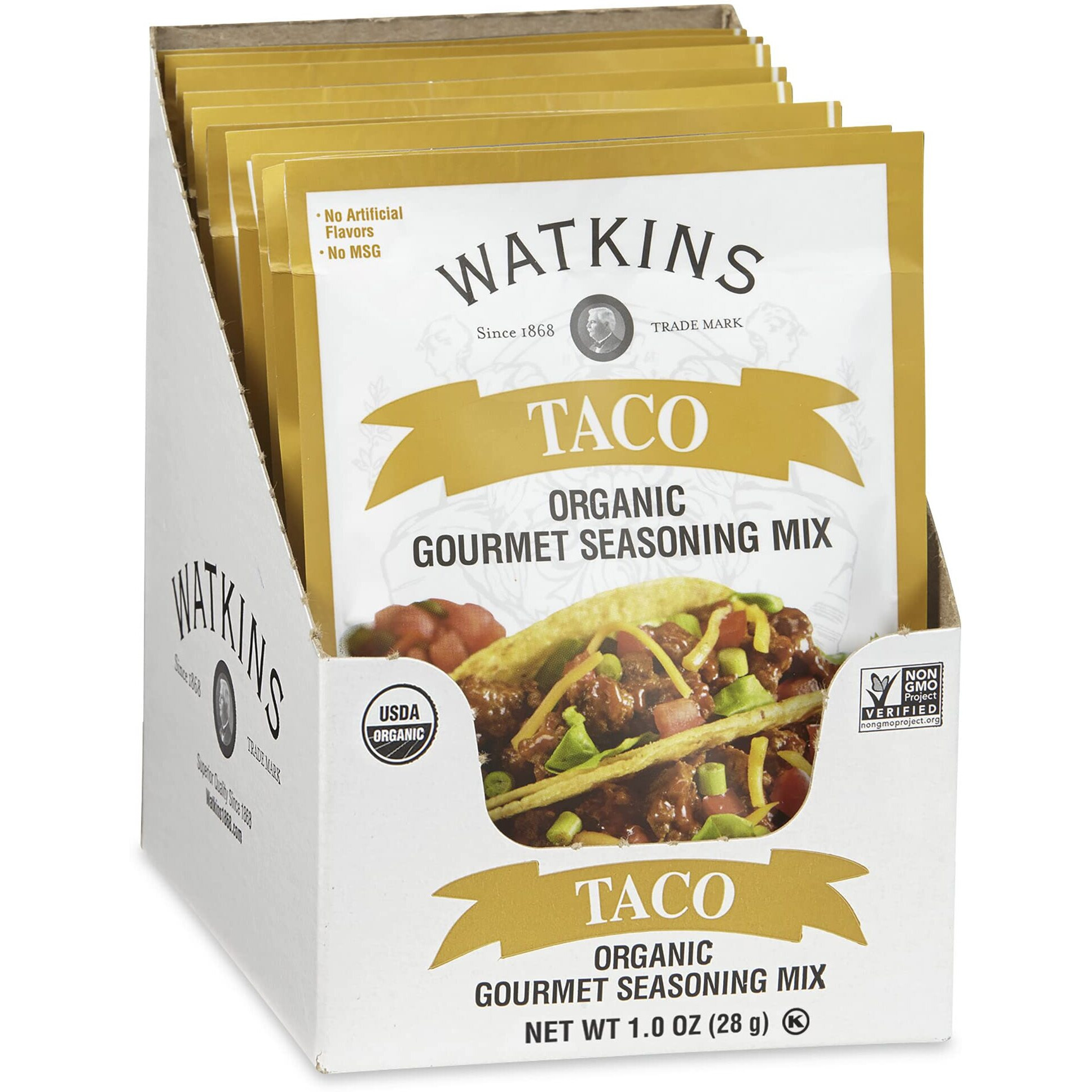 Watkins Organic Taco Gourmet Seasoning Mix, 1 Oz. Packets,12 Count(Pack Of 1)