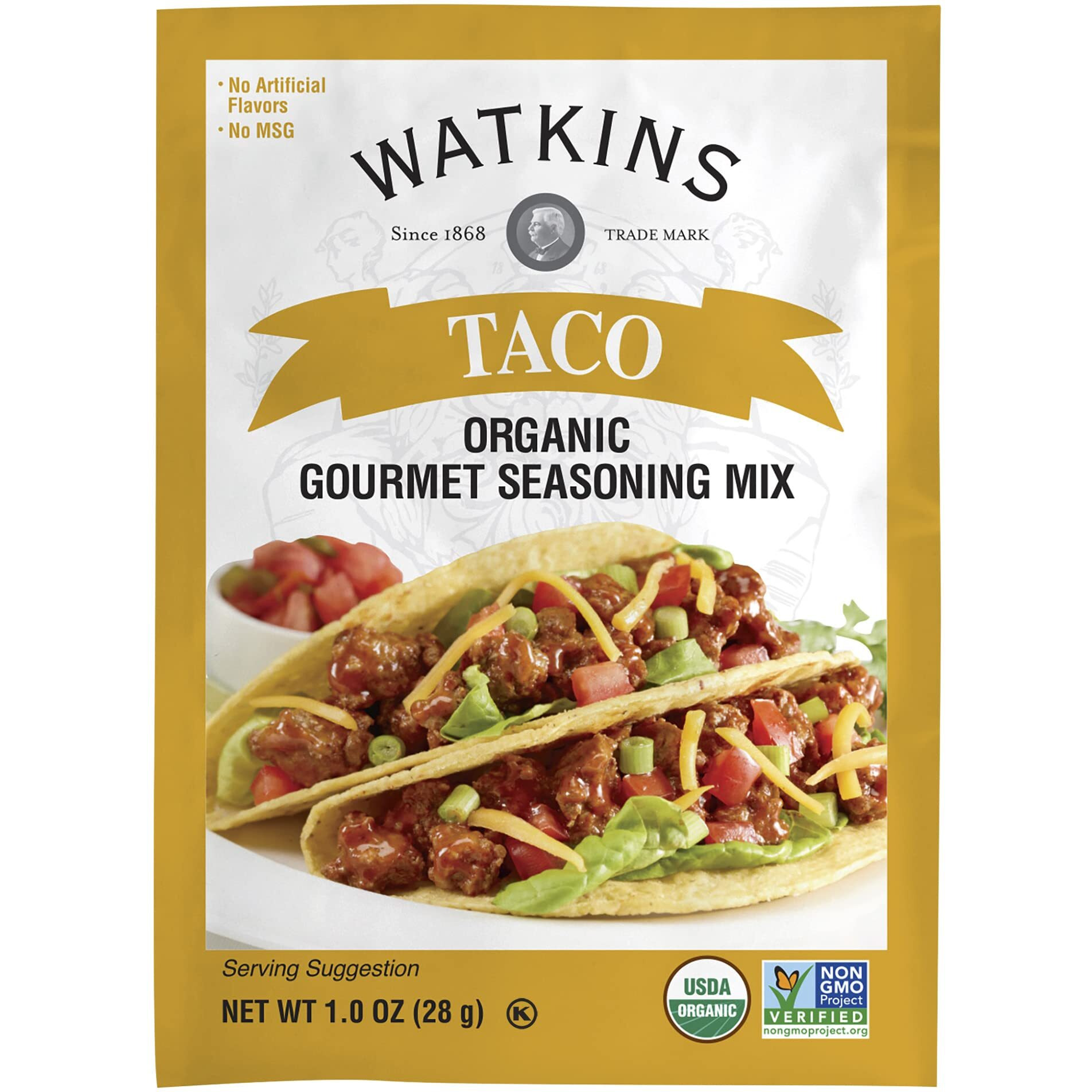Watkins Organic Taco Gourmet Seasoning Mix, 1 Oz. Packets,12 Count(Pack Of 1)