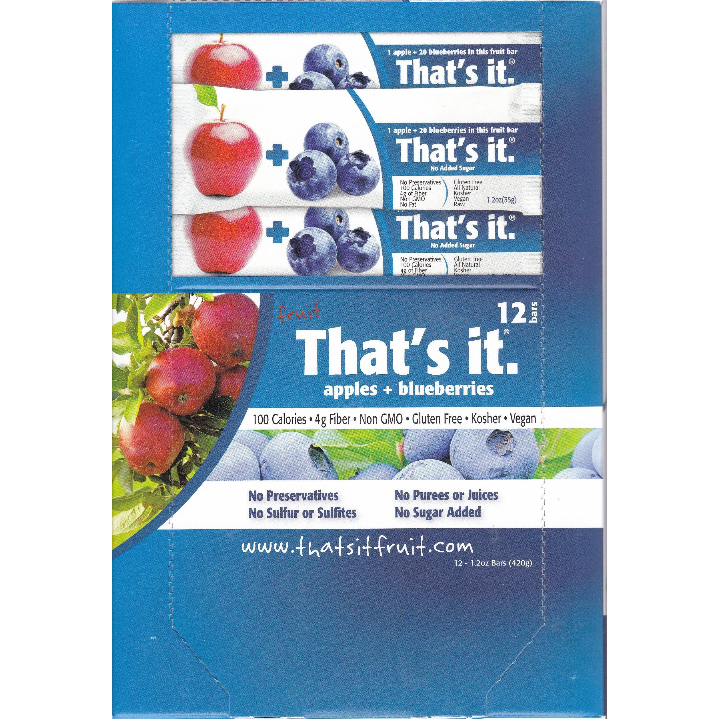 That's It Fruit Bars, Apple And Blueberry, Pack Of 24 (2 Cases)