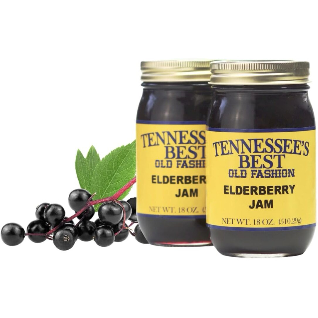 Tennessee's Best Old Fashioned Elderberry Jams | Handcrafted With Simple Ingredients | Small Batch Made | 18 Oz Resealable Glass Jar (Elderberry Jam Two Pack)