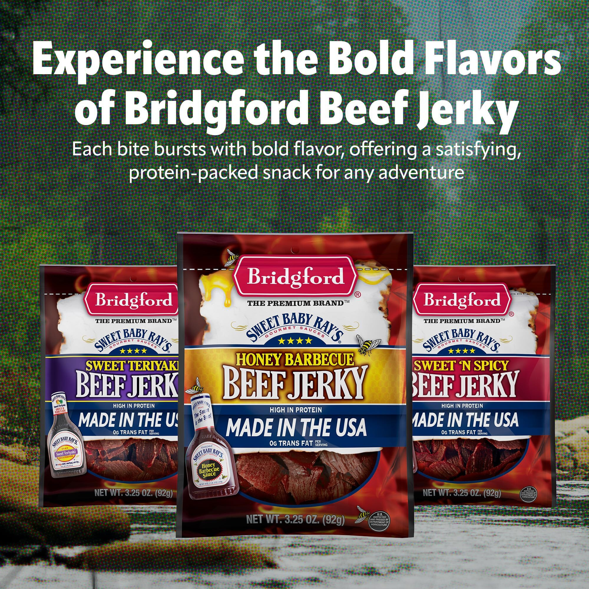 Bridgford Sweet Baby Rays Beef Jerky Honey Bbq 3.25 Oz Pack Of 2 - High Protein Jerky For Midday Energy Boost Or Post Workout Snack - Naturally Smoked Ready-To-Eat Meat Snacks For On The Go Snacking