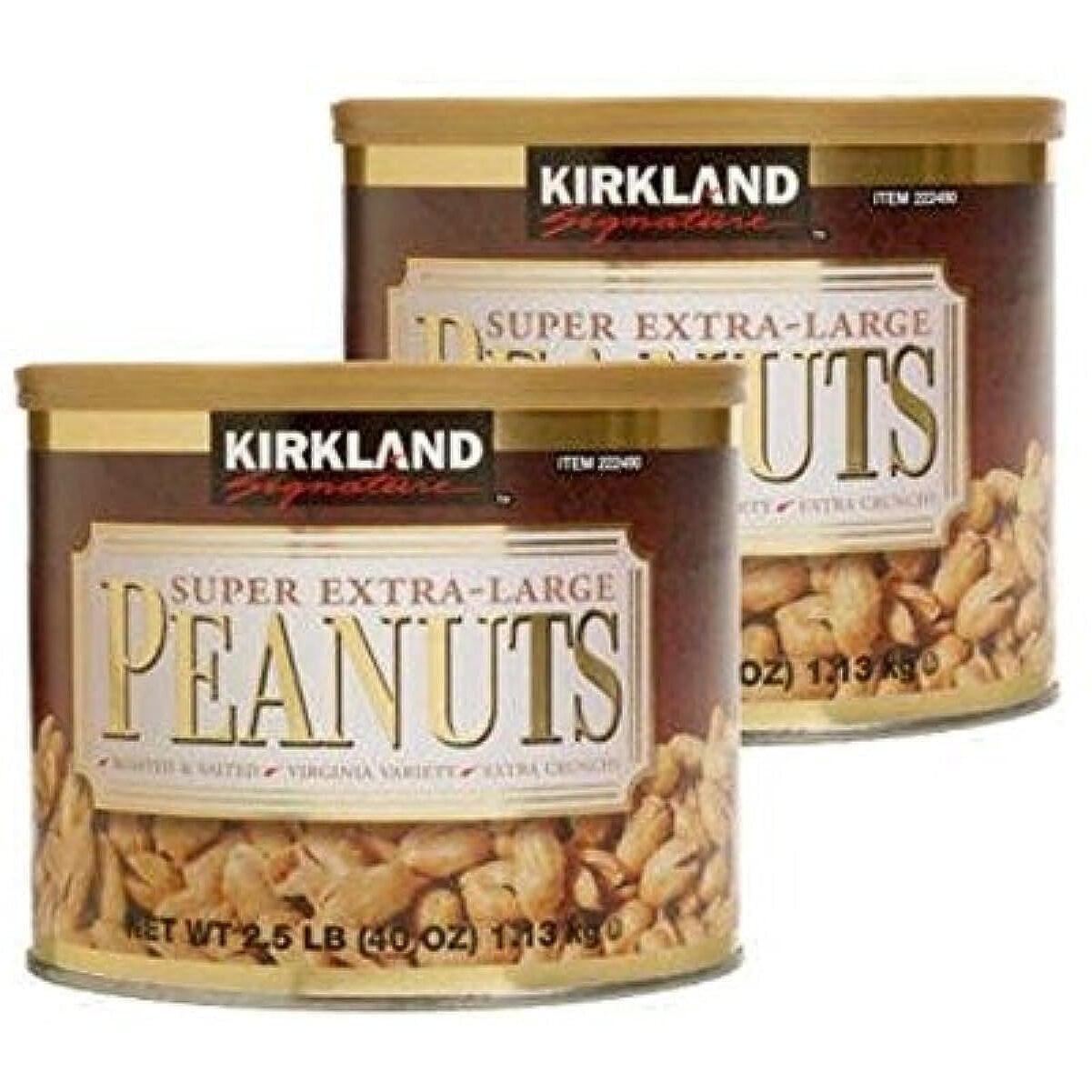 Kirkland Signature Super Extra-Large Peanuts Roasted & Salted 2.5 Lbs (Pack Of 2)