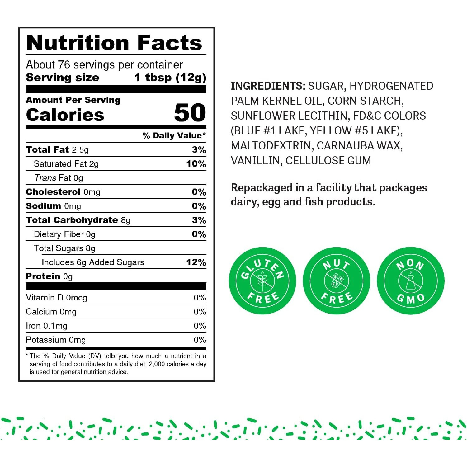 Judee's Green Sprinkles 2 Lb - Gluten-Free And Nut-Free - Brighten Up Your Baked Goods - Great For Cookie And Cake Decoration - Use For Baking And As Dessert And Ice Cream Toppings