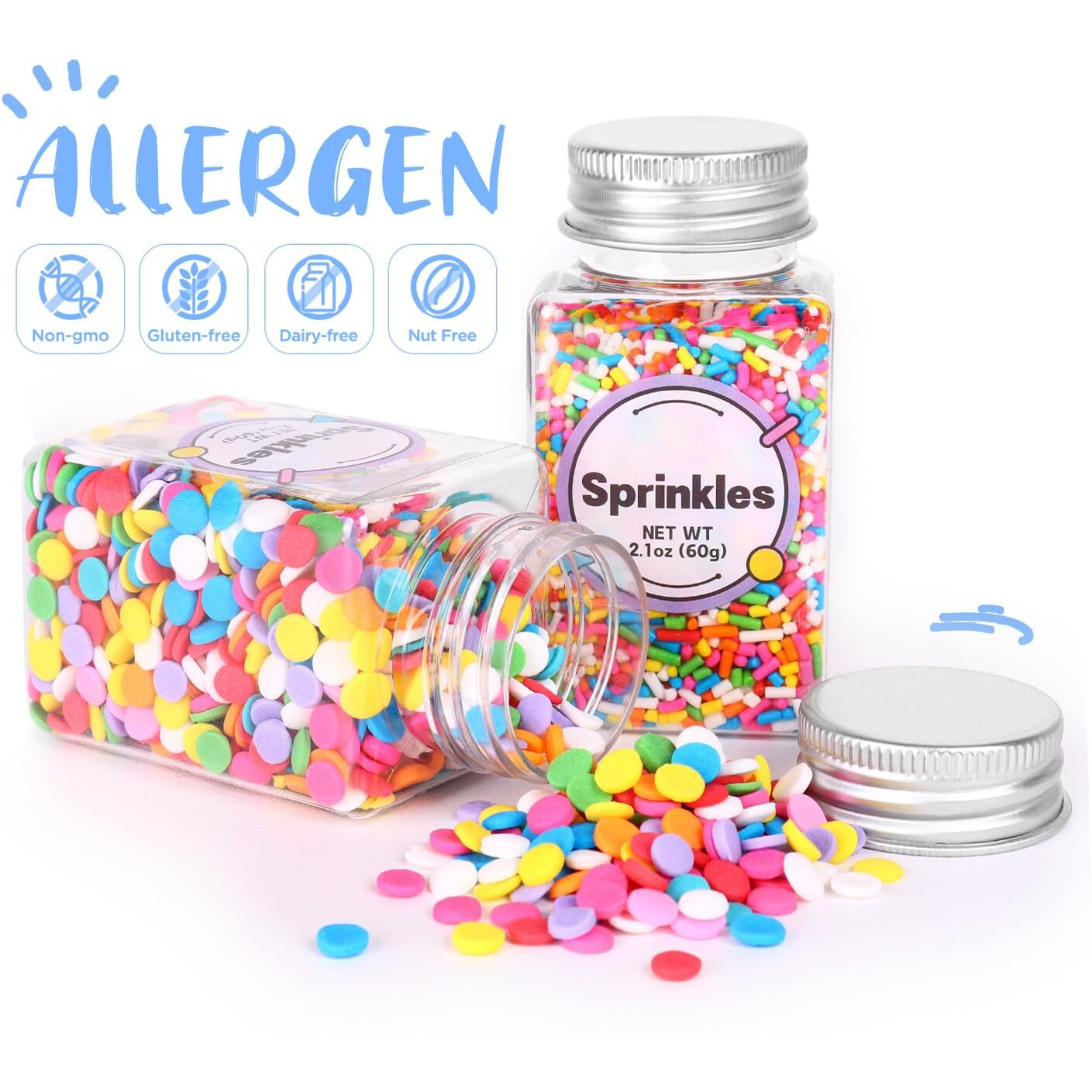 Rainbow Sprinkles, Confetti Sprinkles, Round Sprinkles, Rainbow Sprinkles For Cake Decorating, Chocolate, Cupcake, Candy Sprinkles, And Ice Cream Toppings. (120G/4.2Oz)