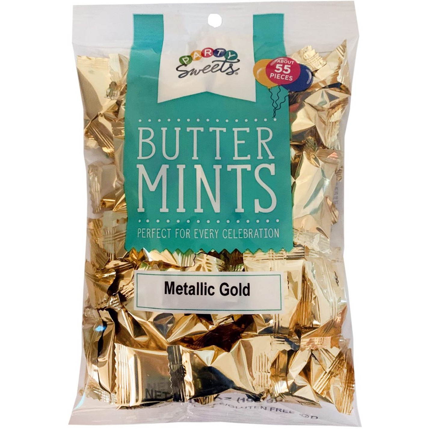 Party Sweets By Hospitality Mints Metallic Gold Buttermints, 7-Ounce Bags (Pack Of 6)