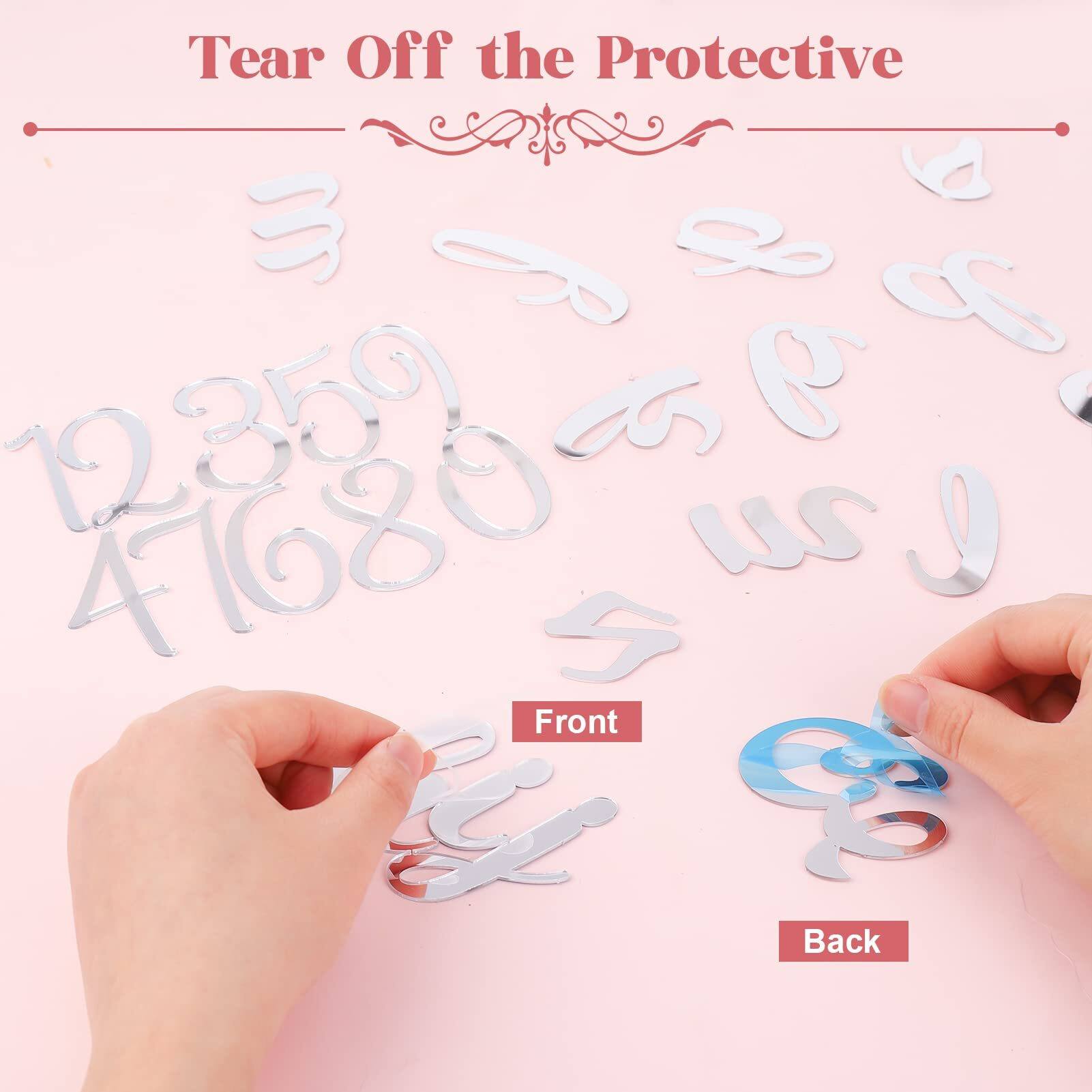 Jspupifip 64 Pcs Acrylic Letters Cake Alphabet Numbers Topper, Mirror Number 0-9 And Alphabet A-Z Personalized Cake Picks Decor Anniversary Wedding Baby Shower Party Supplies(Silver)