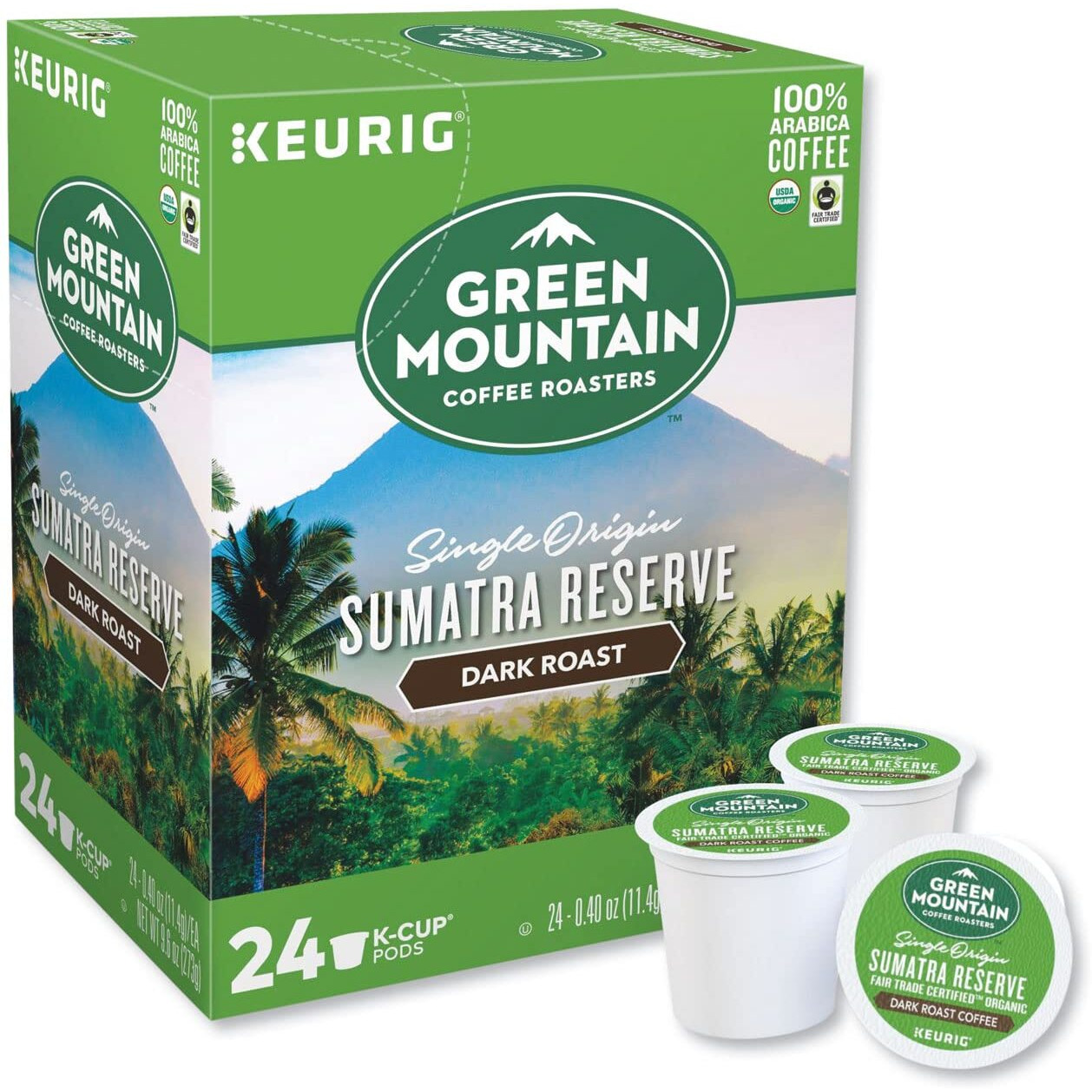 Green Mountain Coffee Roasters 4060Ct Fair Trade Organic Sumatran Extra Bold Coffee K-Cups, 96/Ct