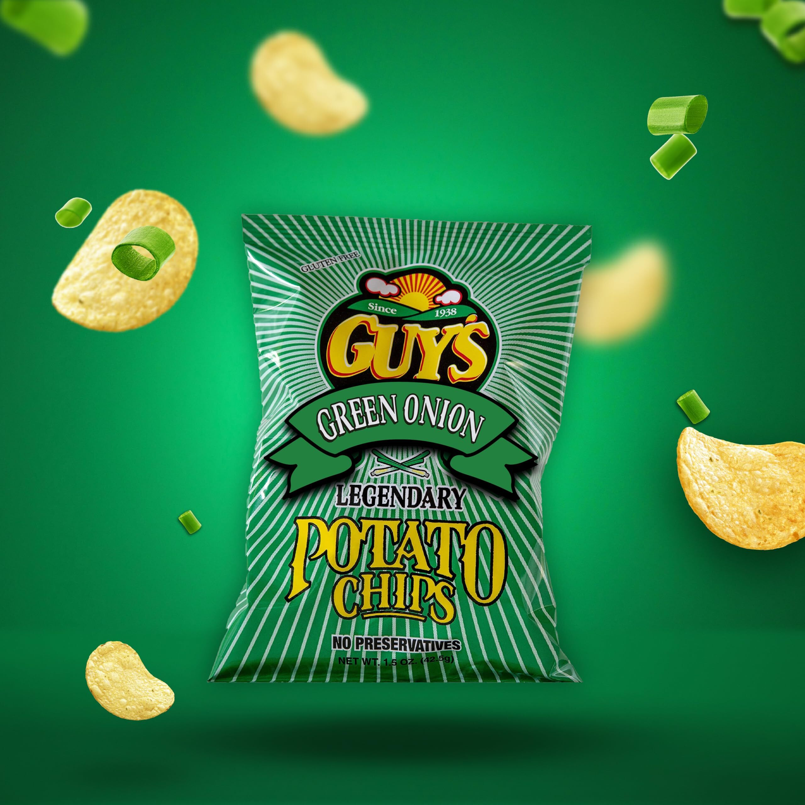 Guys Green Onion Potato Chips - Healthy & Salty Snacks W/Legendary Taste - Natural Potato Snack Chips -Tasty Snack Pack Chips - Potato Chips Snack Packs (1.5 Oz Bag, Pack Of 24)
