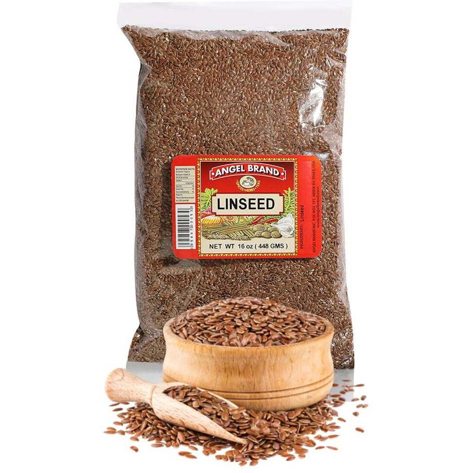 Angel Brand Linseed Flax Seeds 16 Oz Pouch - Nutritional Powerhouse Of Flaxseed Spice - Perfect For Smoothie, Yogurt, Oatmeal & Salads