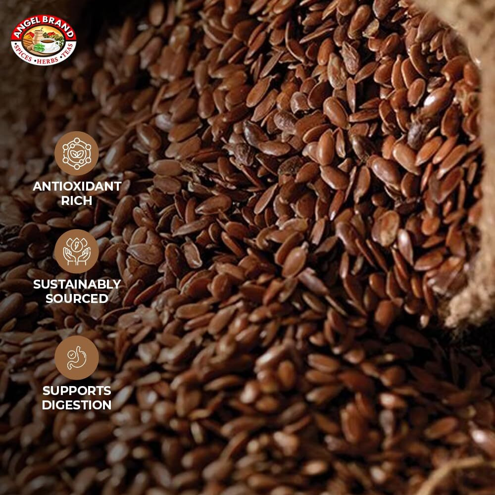 Angel Brand Linseed Flax Seeds 16 Oz Pouch - Nutritional Powerhouse Of Flaxseed Spice - Perfect For Smoothie, Yogurt, Oatmeal & Salads
