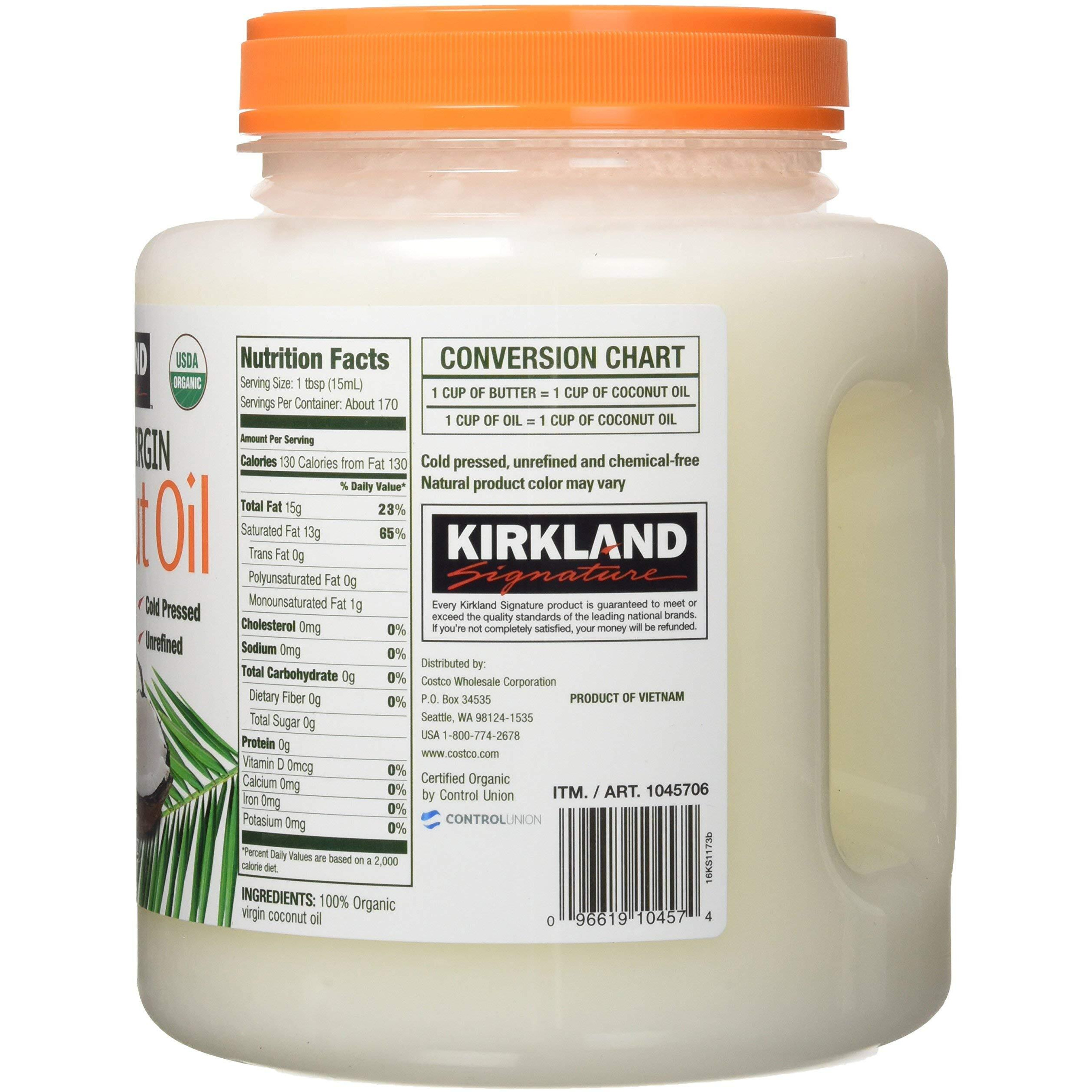 Kirkland Signature Cold Pressed Unrefined Organic Virgin Coconut Oil, 1 Count(Pack Of 4)