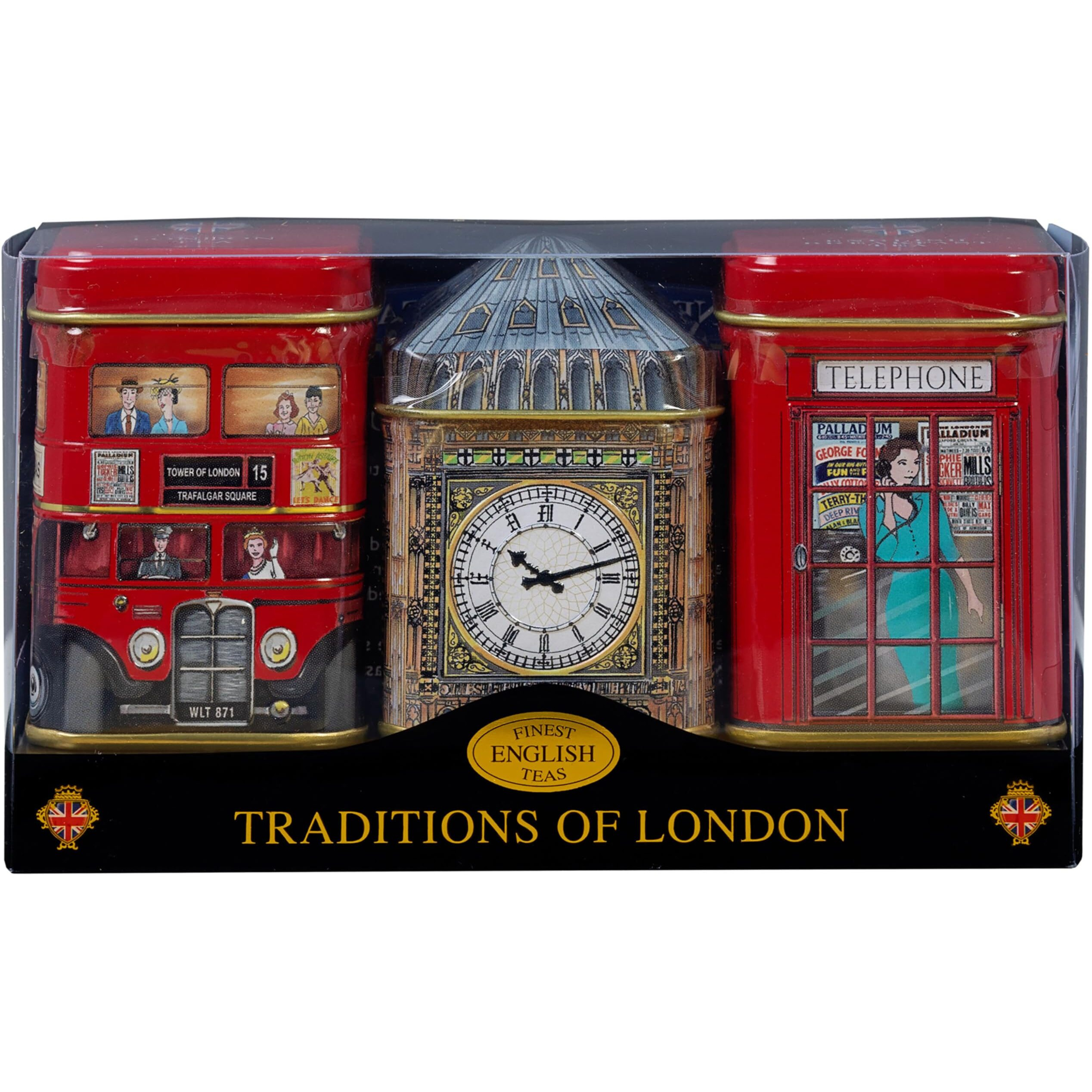British London Sights Tea Tins With Fine English Breakfast Tea, British Souvenir, Big Ben, Uk Foods (Loose Leaves)