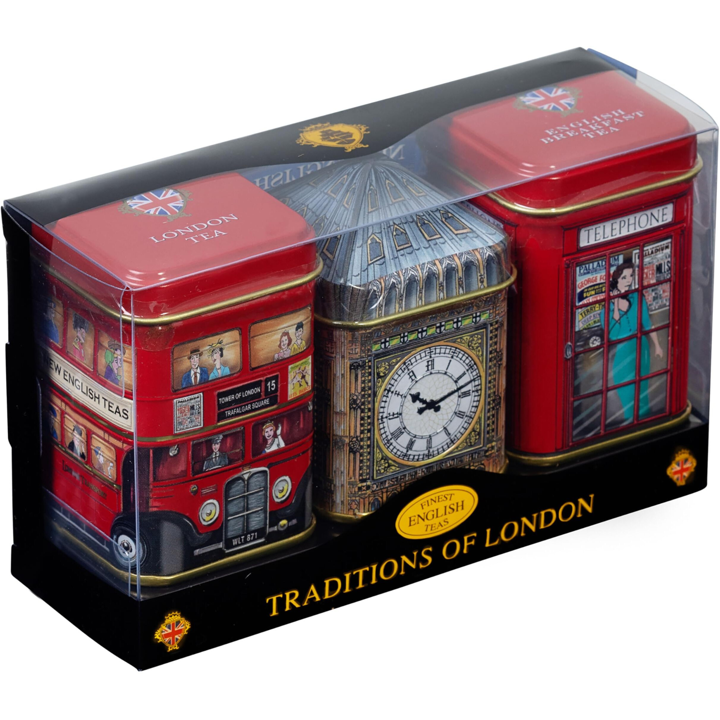 British London Sights Tea Tins With Fine English Breakfast Tea, British Souvenir, Big Ben, Uk Foods (Loose Leaves)