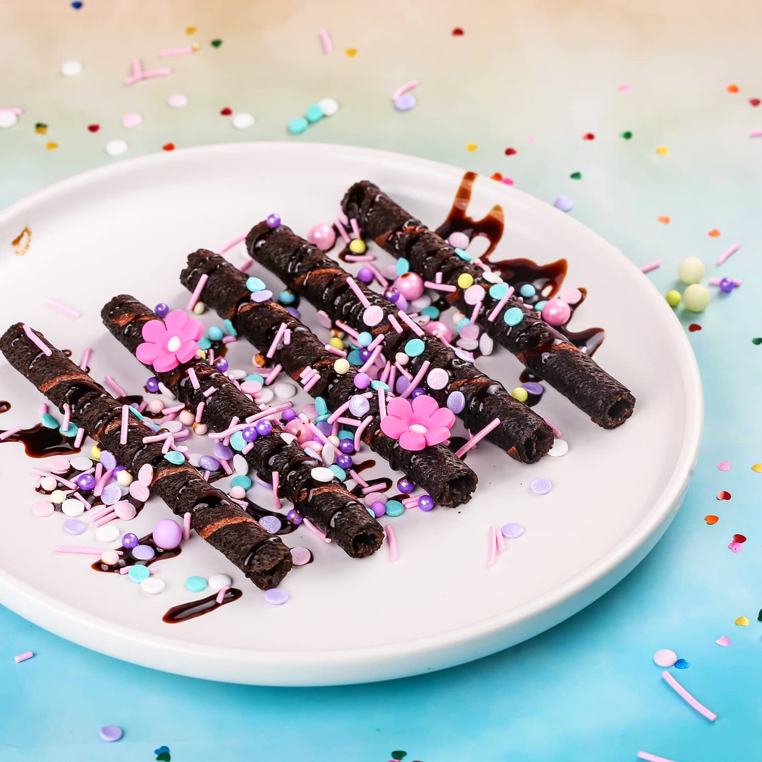 Edible Colorful Sprinkles For Decorating, 10 Pieces 4 Color Flowers Icing Decorations - Pastel Sprinkles For Cookie Decorating, Spring Sprinkles Cupcake Topper, Ice Cream, Candy Chocolate