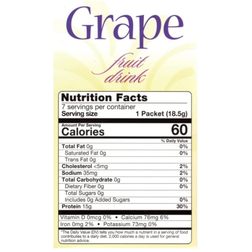 Nutmeg State Nutrition - High Protein Diet Fruit Drink - 15G Protein - Low Calorie - Low Carb - Low Sugar - Fat Free, 7 Servings Per Box (Grape)
