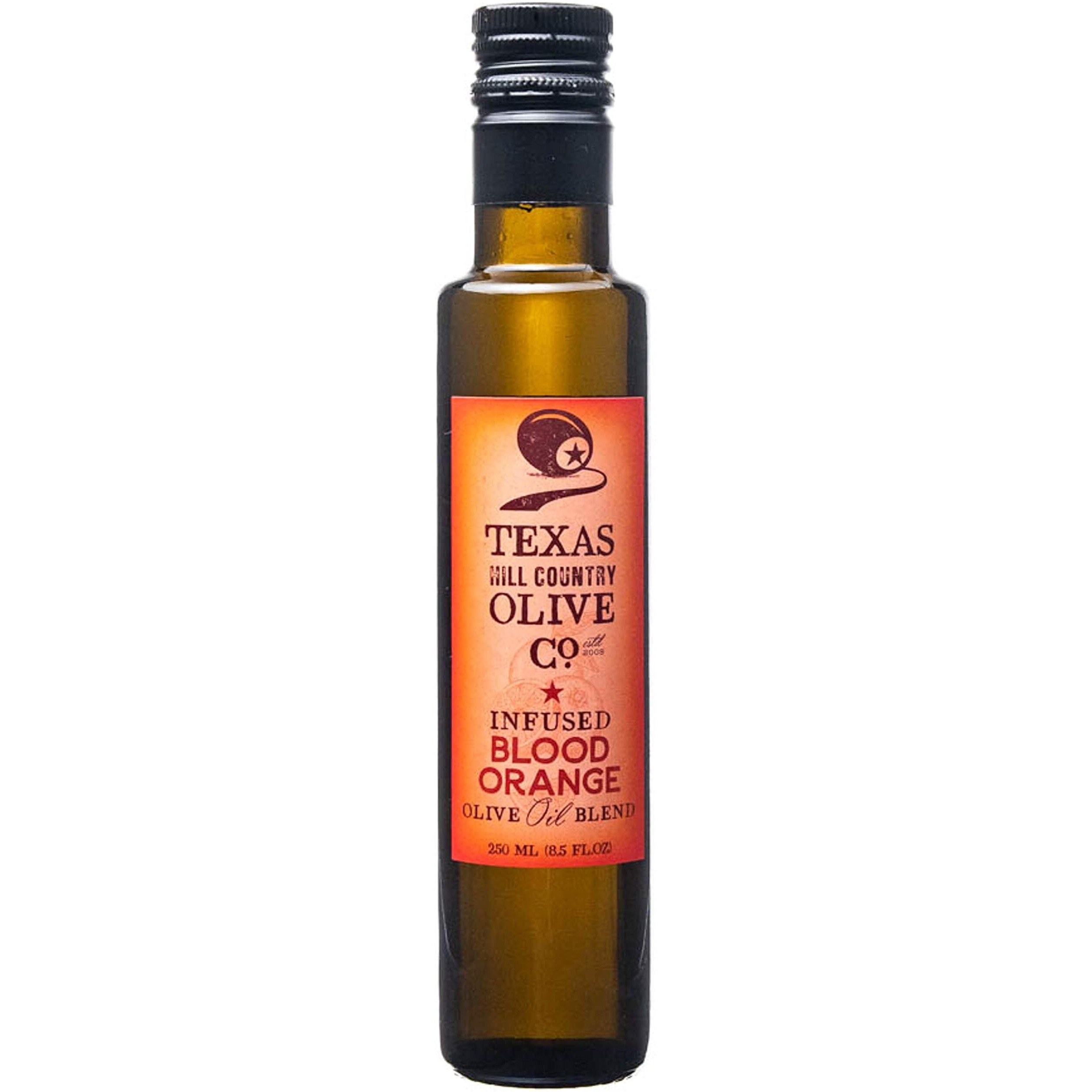 Texas Hill Country Olive Co Blood Orange Infused Olive Oil - Cold Pressed Gourmet Evoo Olive Oil - Great For Dressing Dipping Marinade - No Artificial Flavors Or Added Sugar - Made In Texas (8.5 Oz)