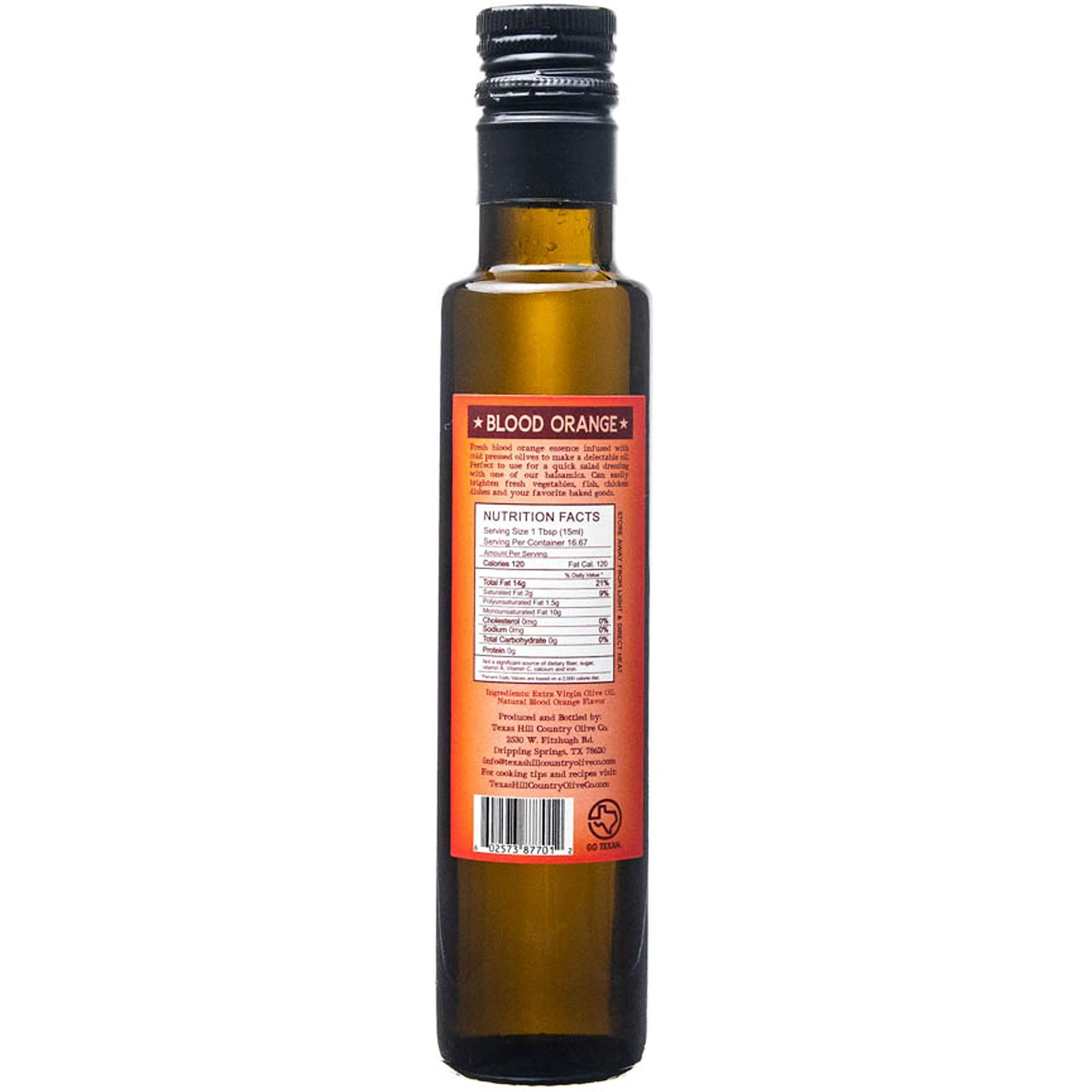 Texas Hill Country Olive Co Blood Orange Infused Olive Oil - Cold Pressed Gourmet Evoo Olive Oil - Great For Dressing Dipping Marinade - No Artificial Flavors Or Added Sugar - Made In Texas (8.5 Oz)