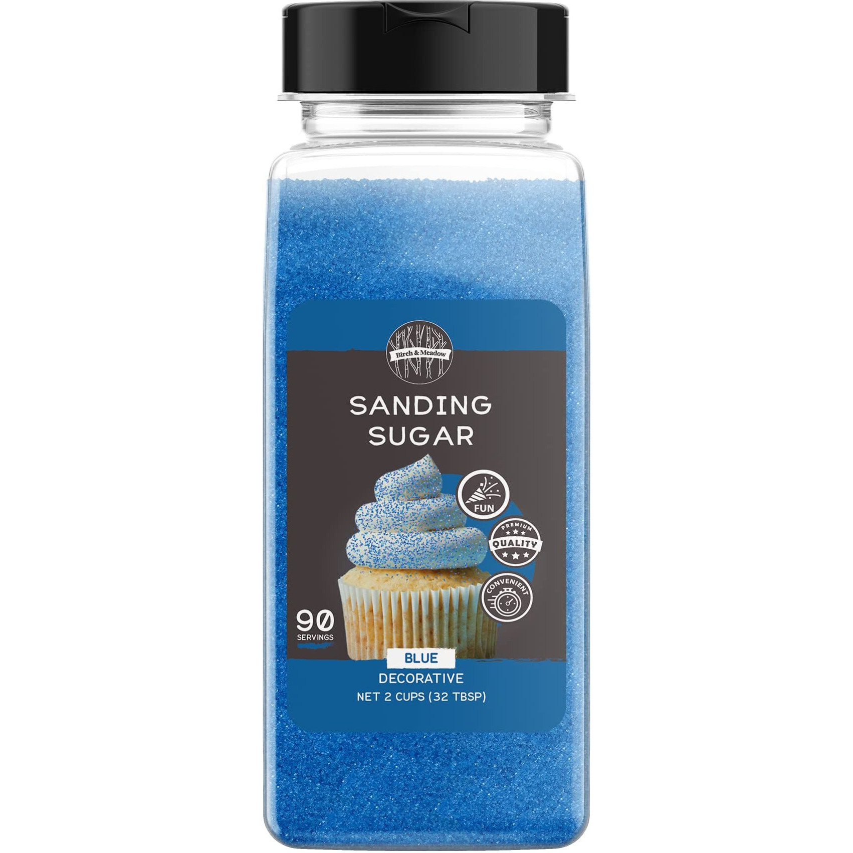 Birch & Meadow Blue Sanding Sugar, 1 Lb, Colorful Sugar Crystals For Festive Holiday Baking