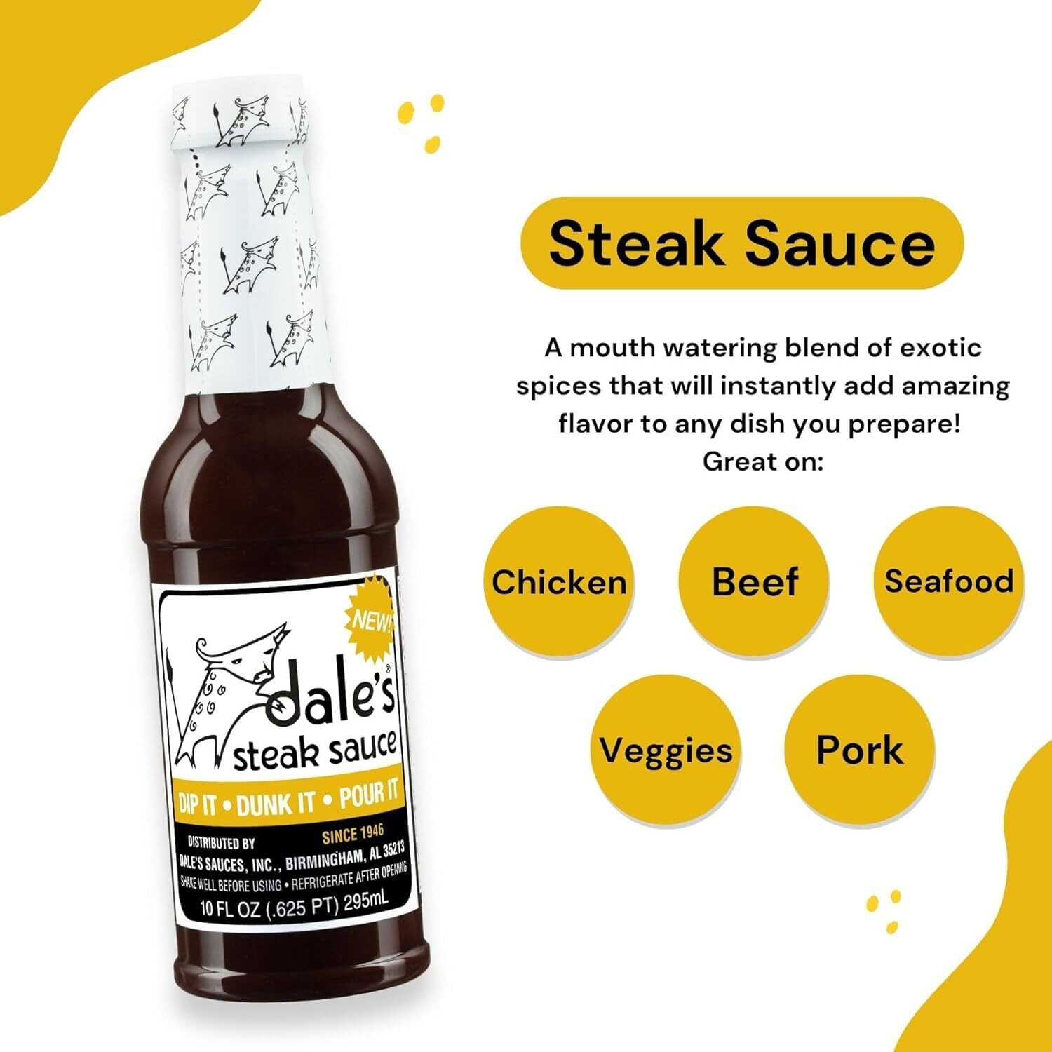 Steak Seasoning By Dale's, No Cholesterol | Delicious On All Meats, Fish, Poultry, And Vegetables | (2) 10 Oz Bottle | No Long Marinating, Savory Blend Of Exotic Spices
