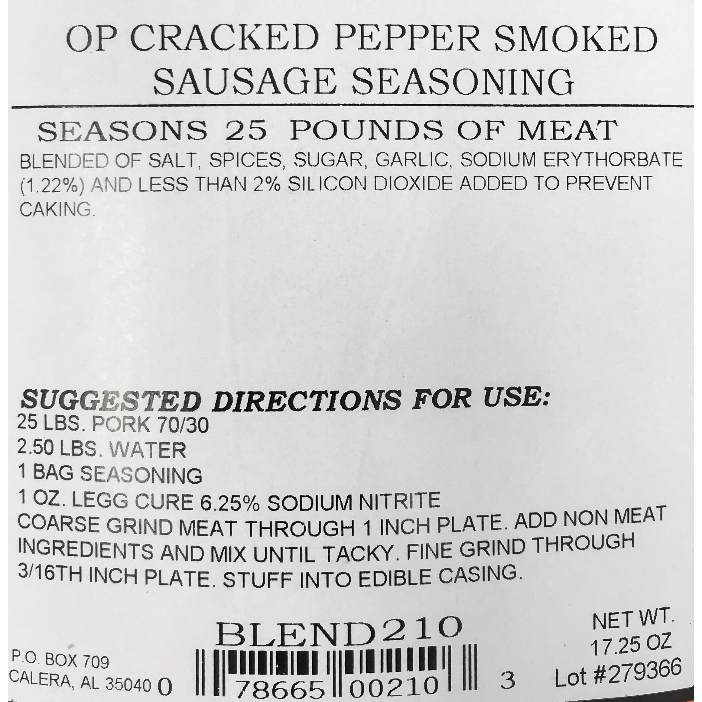 A.C. Legg - Op Cracked Pepper Smoked Sausage Seasoning, 17.25 Ounce - With Cure