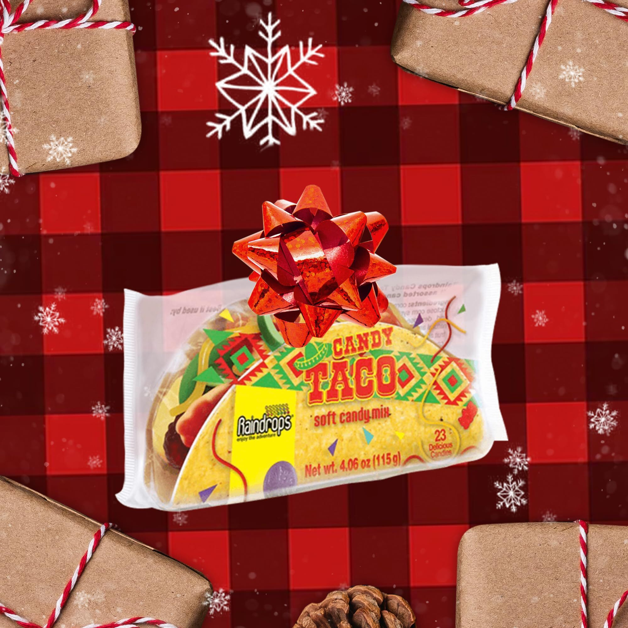 Raindrops - Gummy Candy Taco - Yummy Gummy Food Looks Just Like A Taco - Unique And Edible - Mens Stocking Stuffer Ideas - (4.0 Oz)