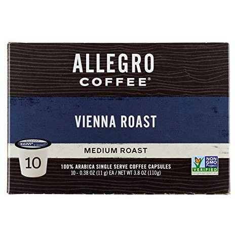 Allegro Coffee, Coffee Vienna Roast Pods 10 Count, 3.8 Ounce