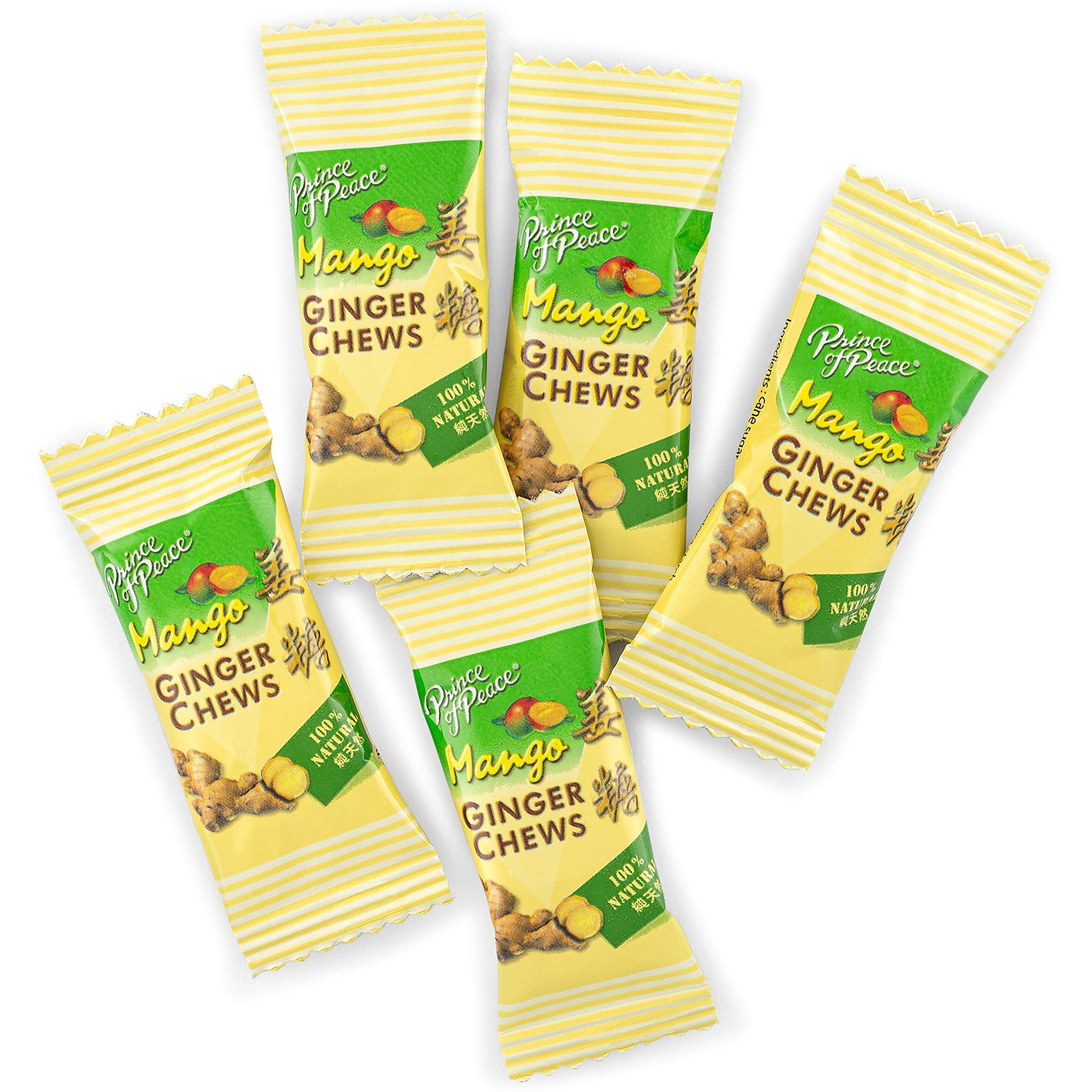 Prince Of Peace Ginger Chews With Mango, 1 Lb. - Candied Ginger - Mango Candy - Mango Ginger Chews - Natural Candy - 2 Pack