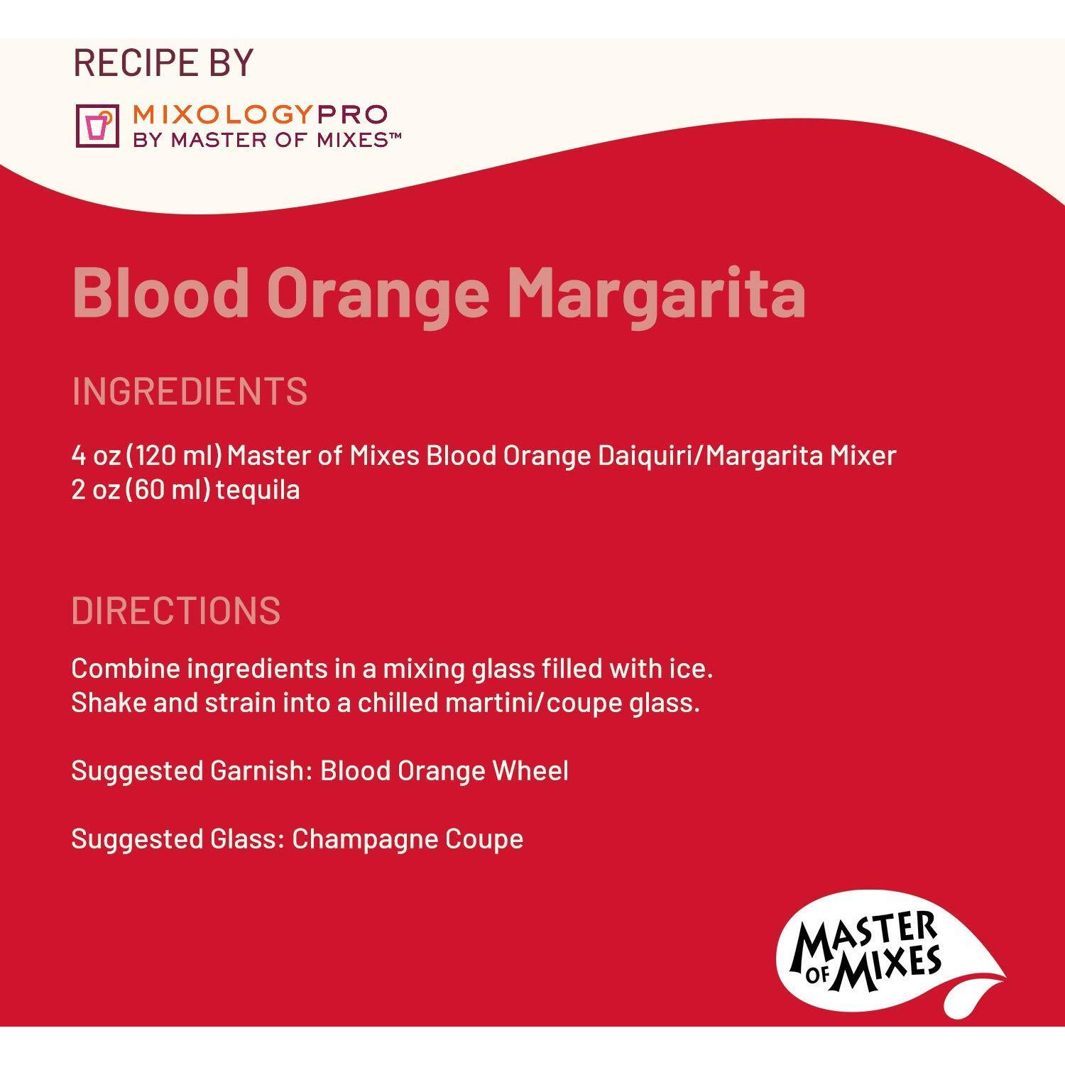 Master Of Mixes Blood Orange Margarita Drink Mix, Ready To Use, 1 Liter Bottle (33.8 Fl Oz), Individually Boxed