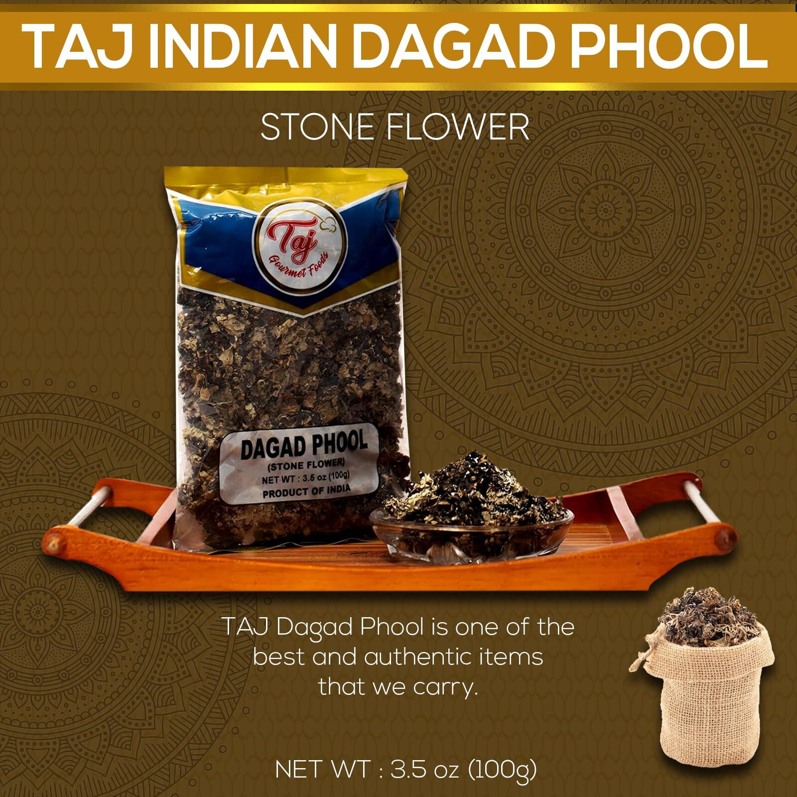 Taj Premium Indian Dagad Phool, Stone Flower, 3.5-Ounce (3.5Oz)