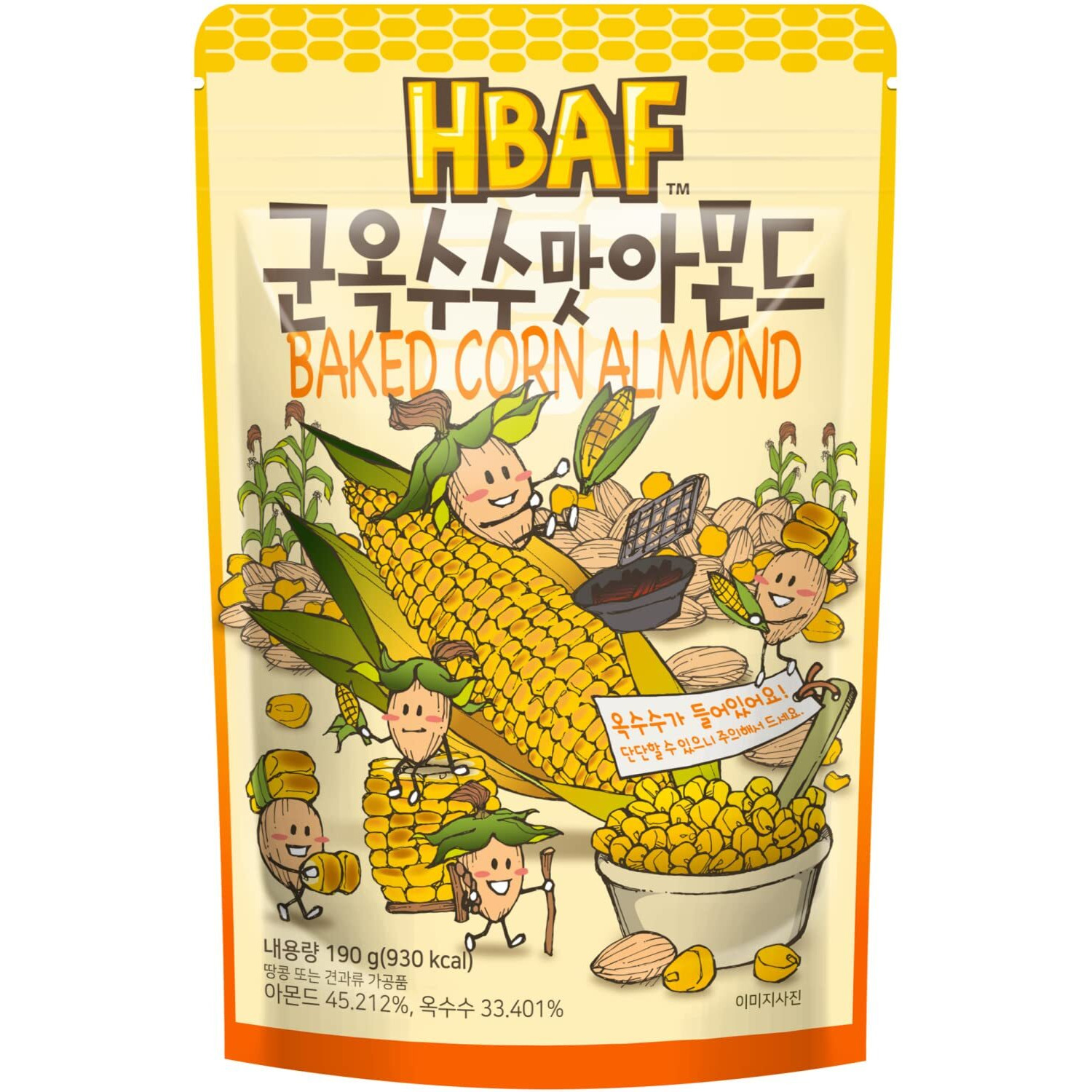 Gilim Hbaf Korean Seasoned Almonds (Baked Corn, 1 X 210 Gram Pack)