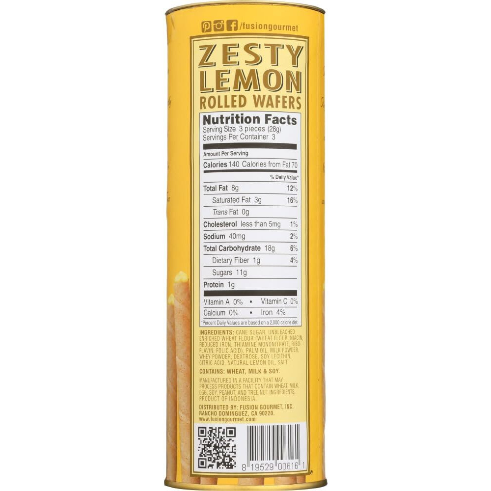 Dolcetto Lemon Rolled Wafers 3 Oz. (Pack Of 12)