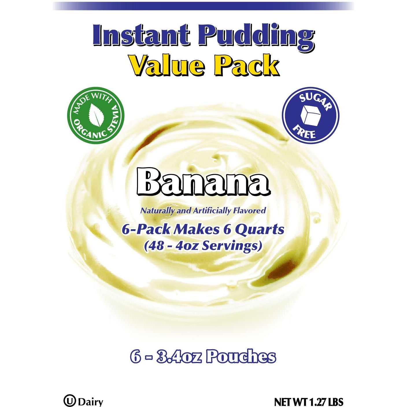 Gramzero Banana Sugar Free Pudding Mix 6-Pack, Great For Nutrition Club Meal Replacement Shakes, Low Calorie Dessert, Stevia Sweetened