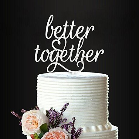 Glitter Silver Better Together Romantic Wedding Cake Topper, Elegant Cake Topper For Wedding Anniversary, Wedding Party Decorative Cake Toppers, Birthday Cake Topper Acrylic Cake Topper