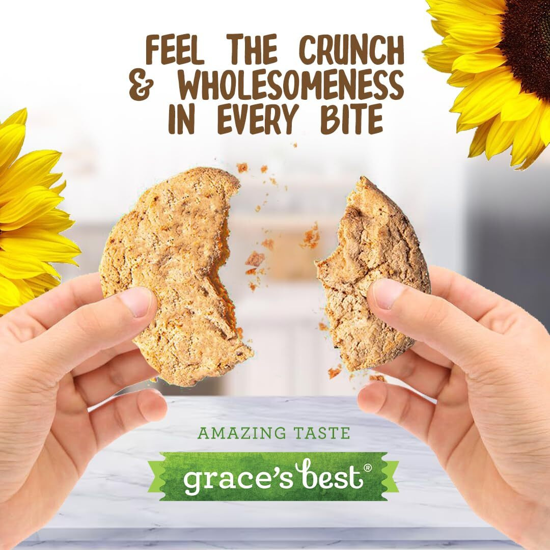 Graces Best Cookies - Sweet And Crunchy Small Snack Made With Natural, Quality Ingredients - Sunflower Seeds And Rolled Oats - Pack Of 4 (12Oz)
