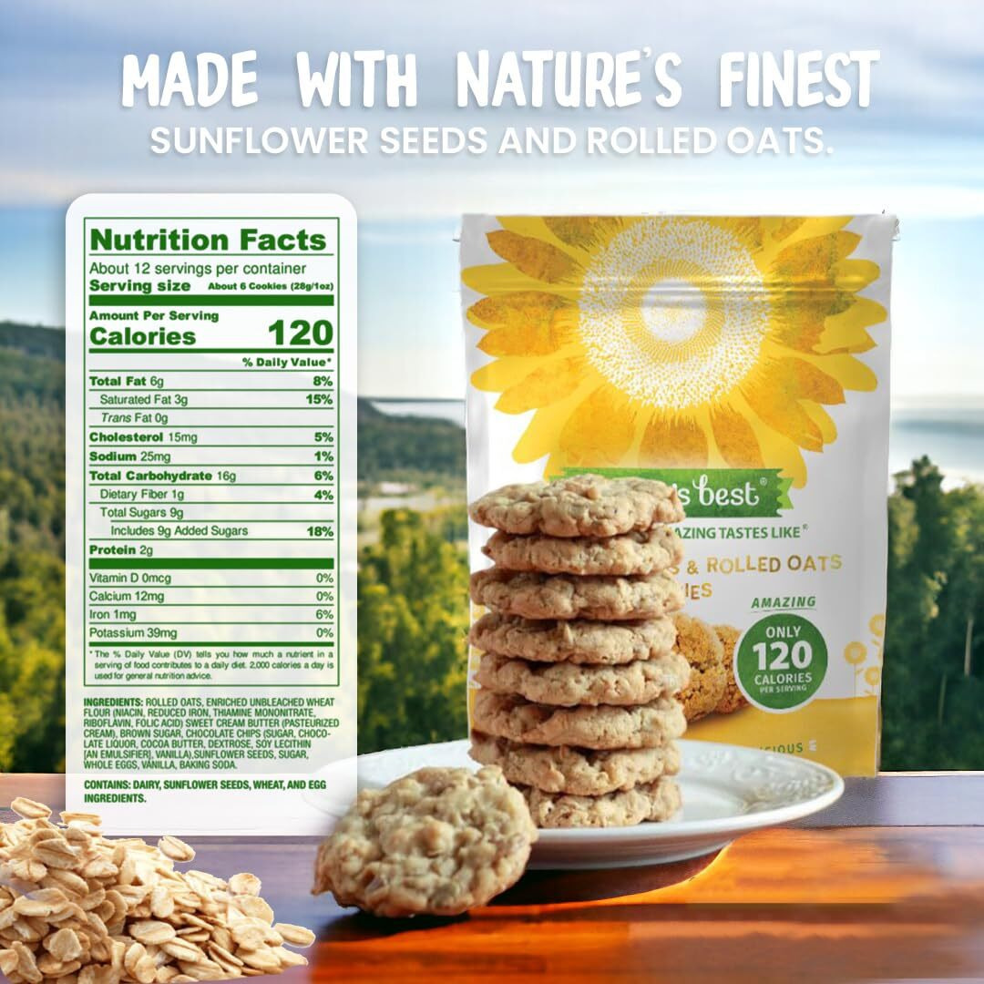 Graces Best Cookies - Sweet And Crunchy Small Snack Made With Natural, Quality Ingredients - Sunflower Seeds And Rolled Oats - Pack Of 4 (12Oz)