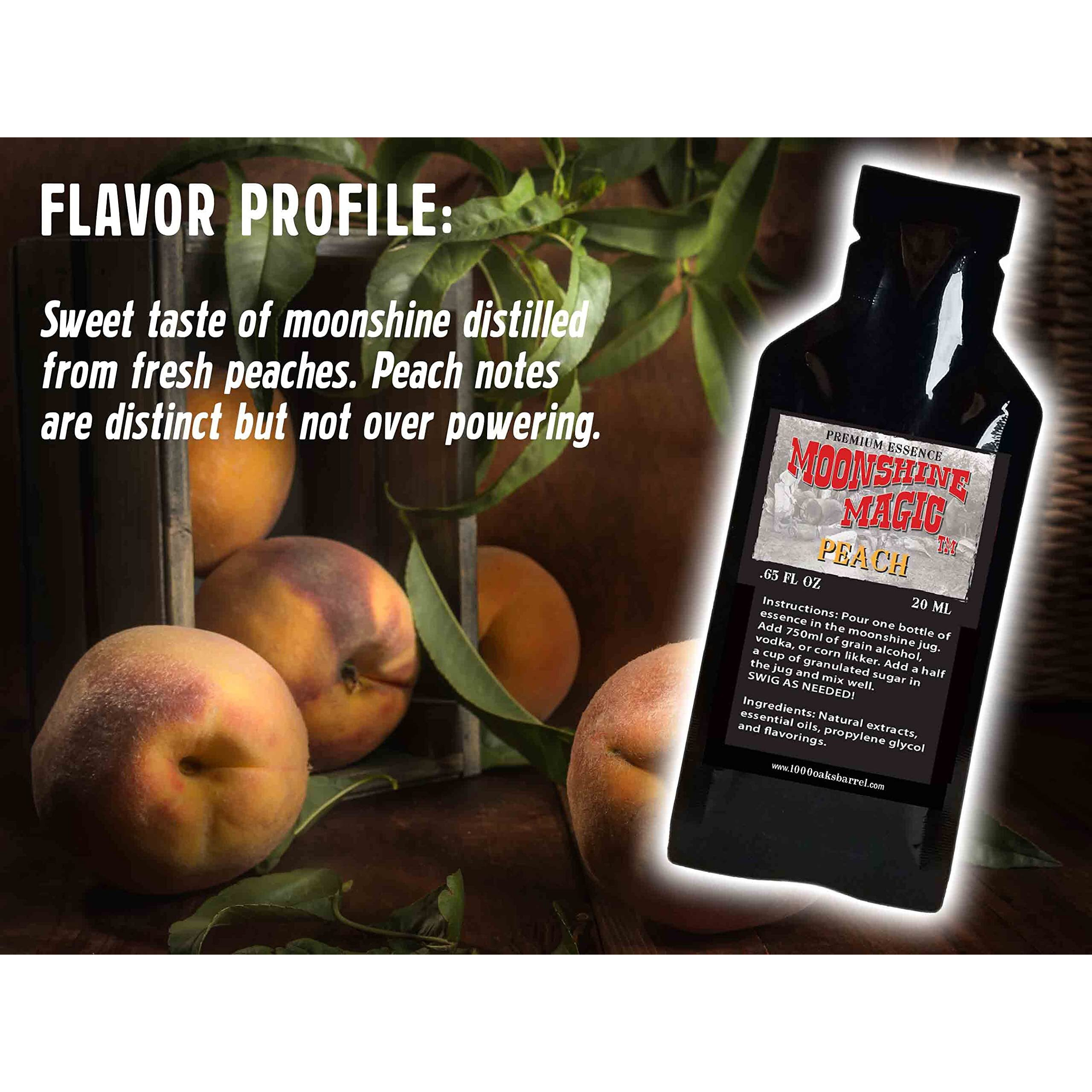 Peach Moonshine Essence | Moonshine Magic Refills | Thousand Oaks Barrel Co. | Gourmet Flavor For Barrel Aged Cocktails Mixers And Cooking | 20Ml 5-Pack