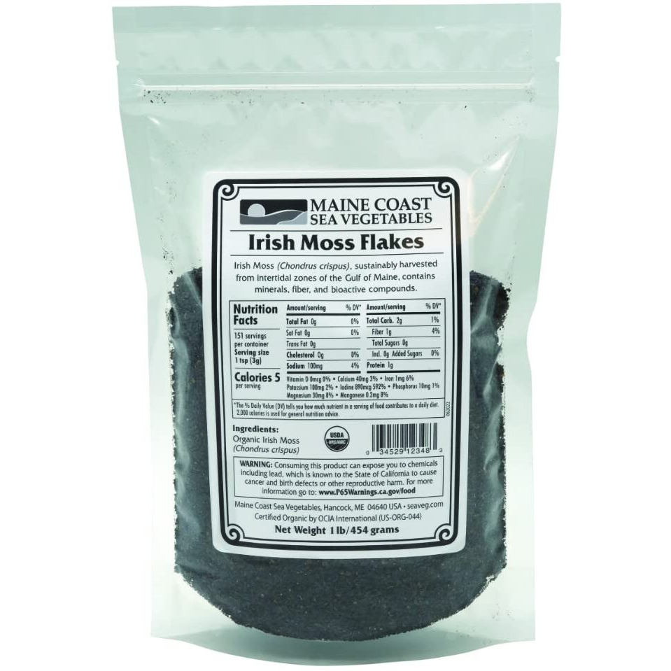 Irish Moss Flakes (Chondrus Crispus) - Organic Seaweed - 1 Lb