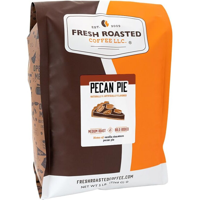 Fresh Roasted Coffee, Pecan Pie Flavored Coffee,5Lb, Medium Roast, Kosher, Ground