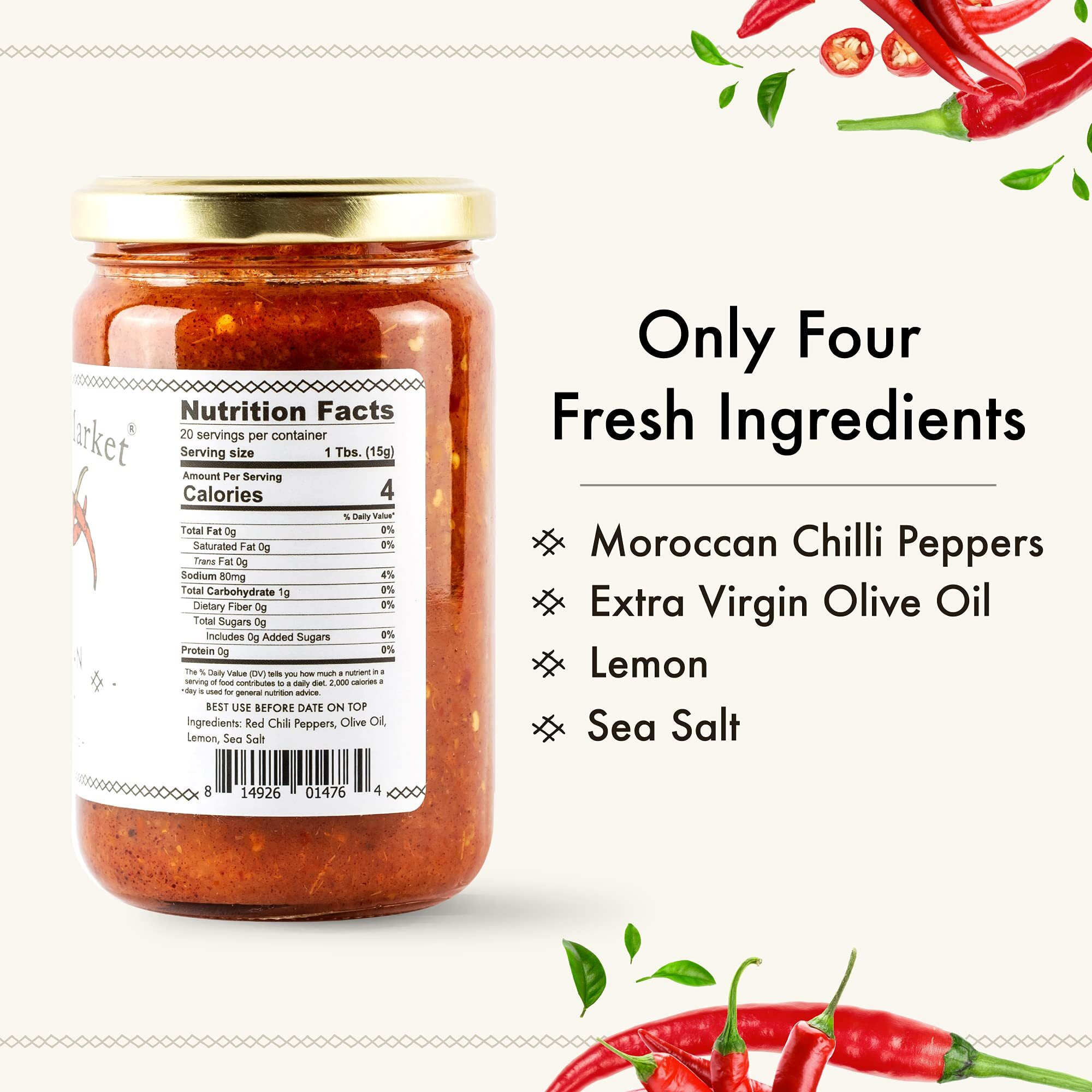 Casablanca Market Harissa Gourmet Hot Sauce -Harissa Sauce - Moroccan North African Spice Best Hot Sauce Gift Harissa Seasoning - Harissa Spice Red Hot Sauce - Harissa Paste Hot Sauces (10.5Oz)