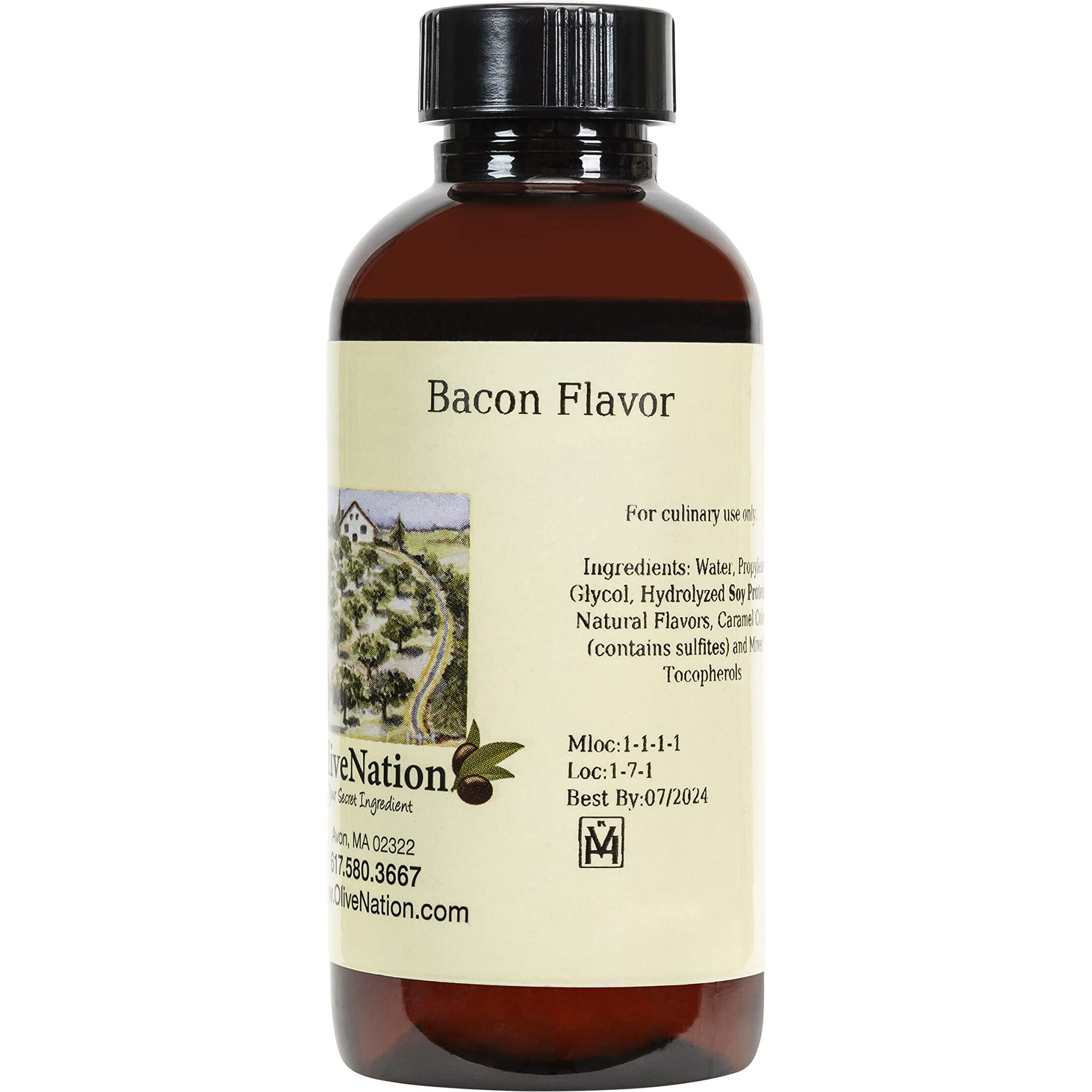 Olivenation Bacon Flavor, Water Soluble Natural Flavoring For Baking, Beverages, Brewing, Gluten Free, Kosher - 4 Ounces