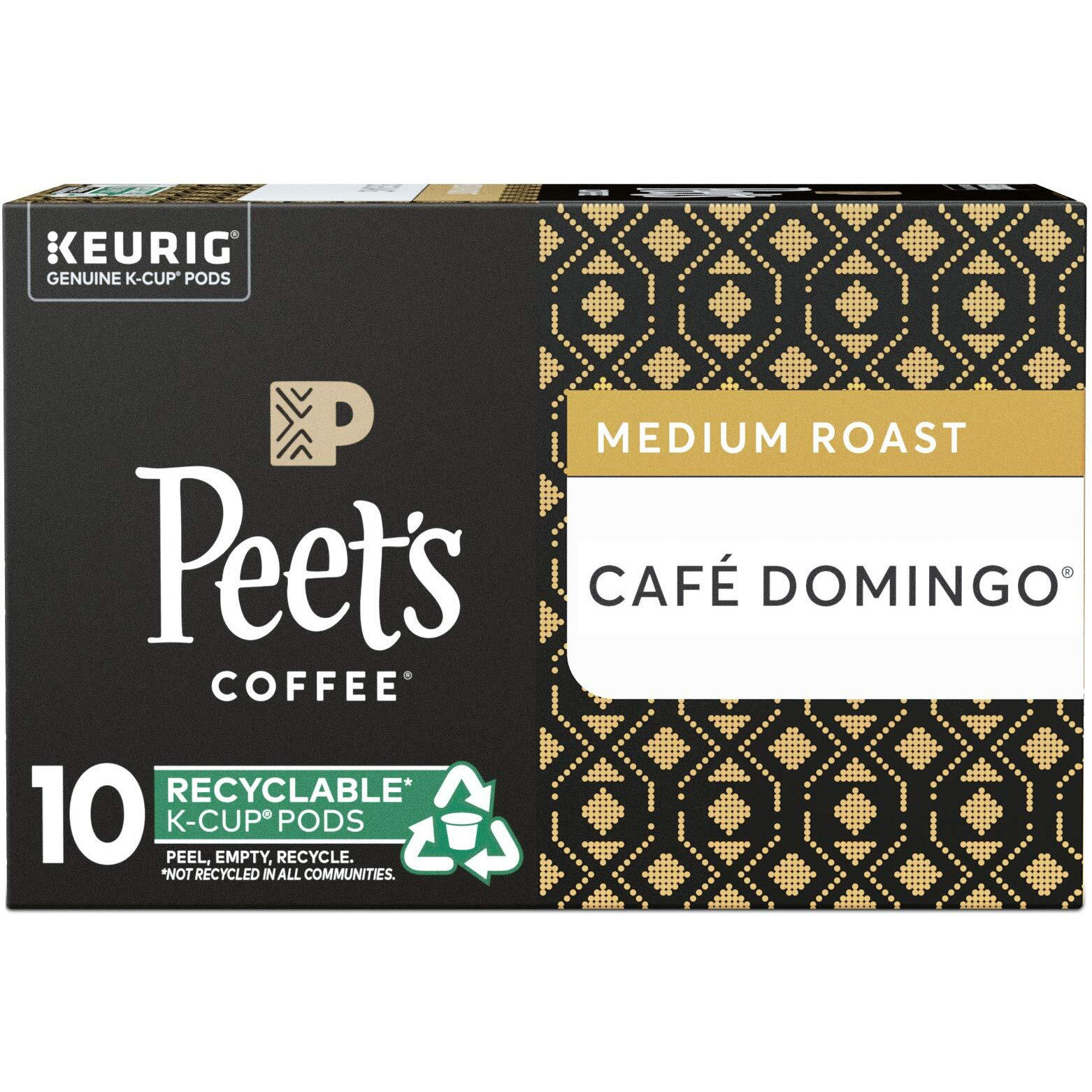 Peets Coffee Caf   Domingo K-Cup Coffee Pods For Keurig Brewers, Medium Roast, 10 Pods